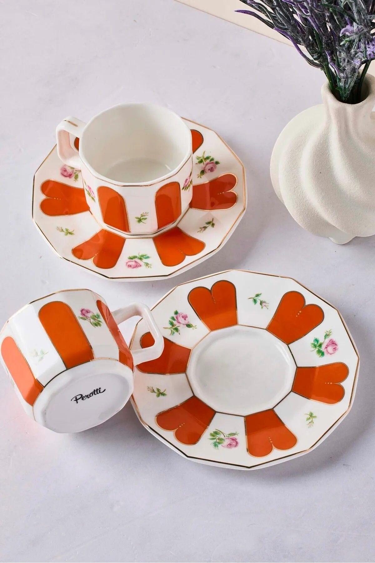 Evsun Home Collection-4 Piece Porcelain Coffee Set for 2 People 2