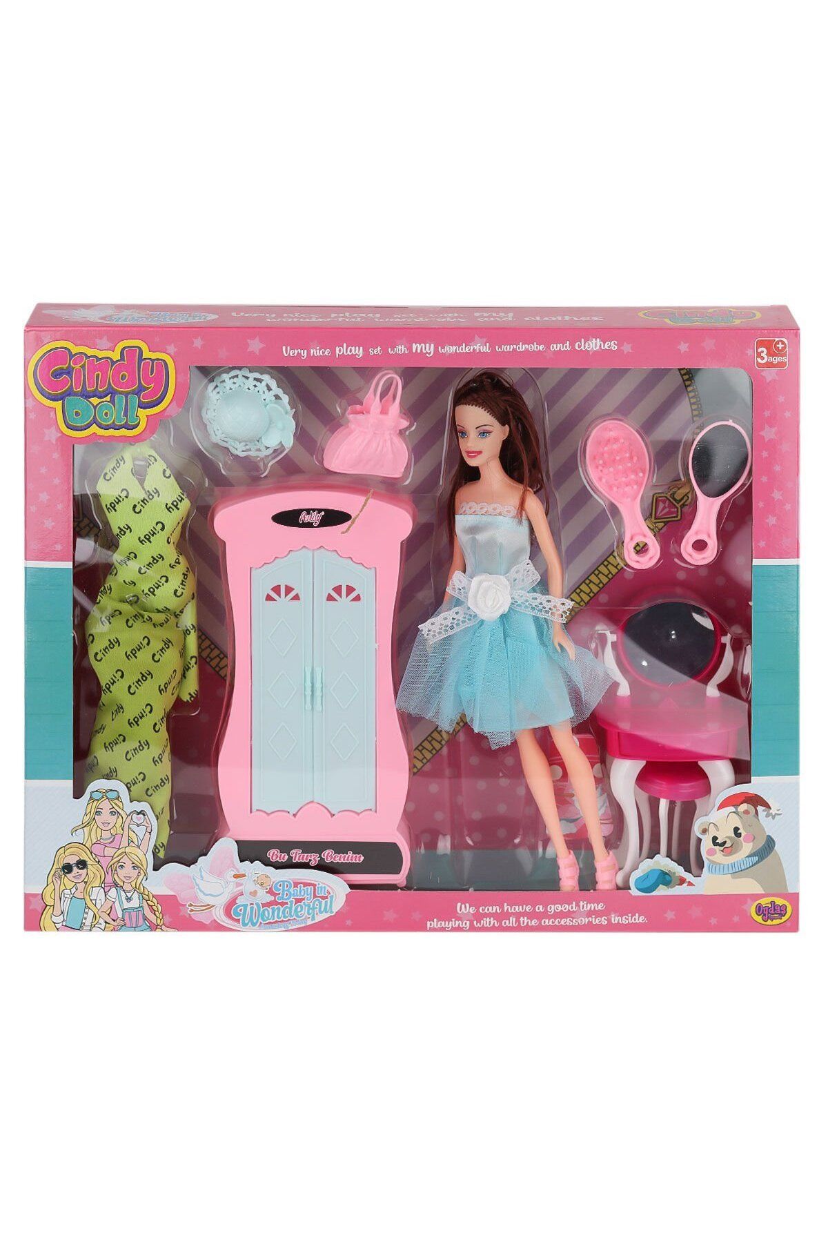 NillyToys-02453 Cindy Doll with Wardrobe Makeup Table Doll -Customer Toy 1