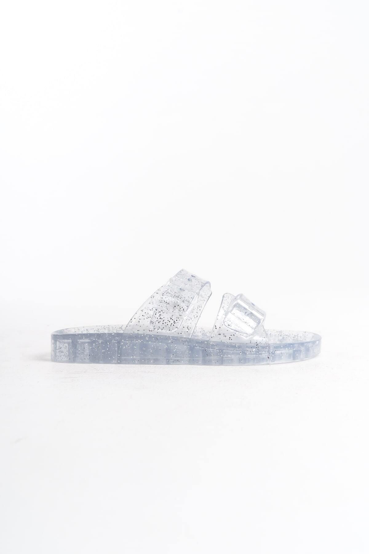Mubiano-Transparent Gray Glitter Women's Jelly Slippers - Summer - mstb165-sgs 4