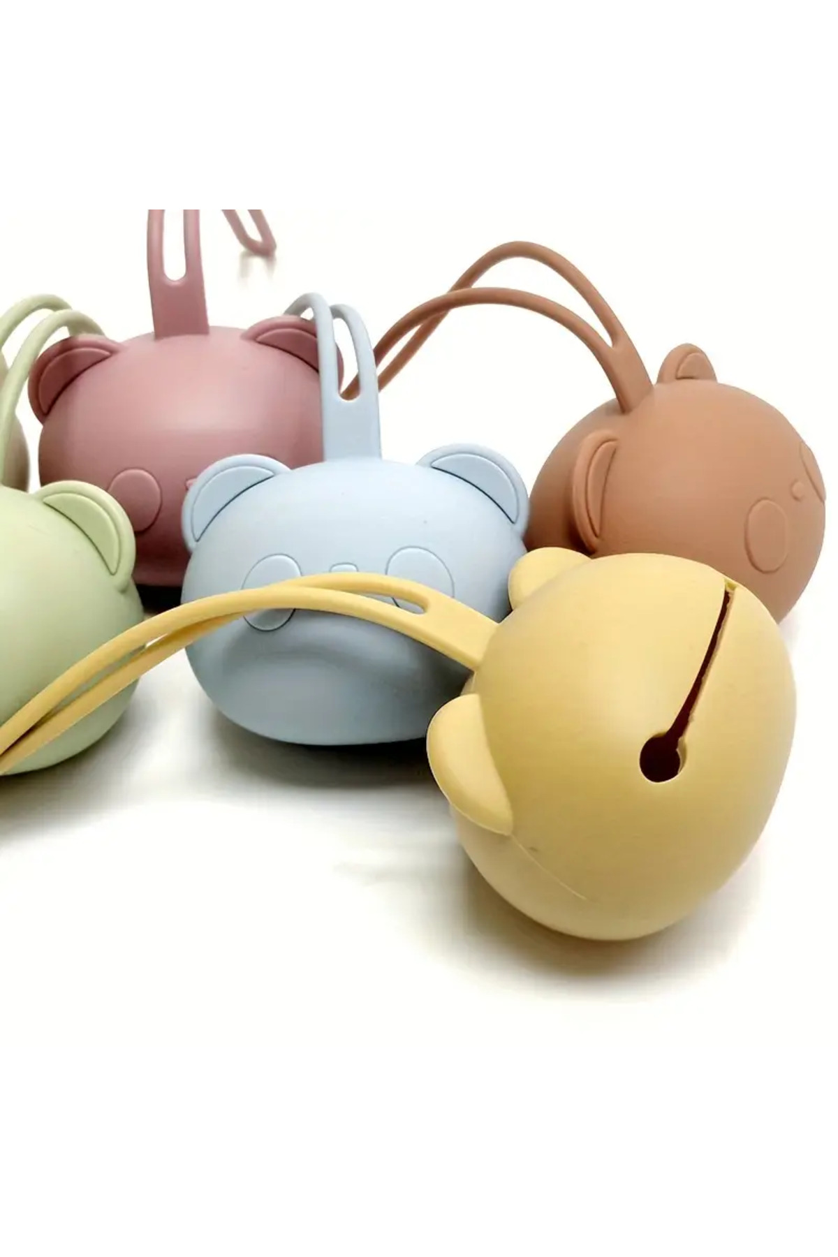 The Cloudish Shop Silikon Emzik Saklama Kutusu Emzik Tutucu Taşınabilir Askılı PANDA Desenli HARDAL fotoğrafı 5 (önizleme)