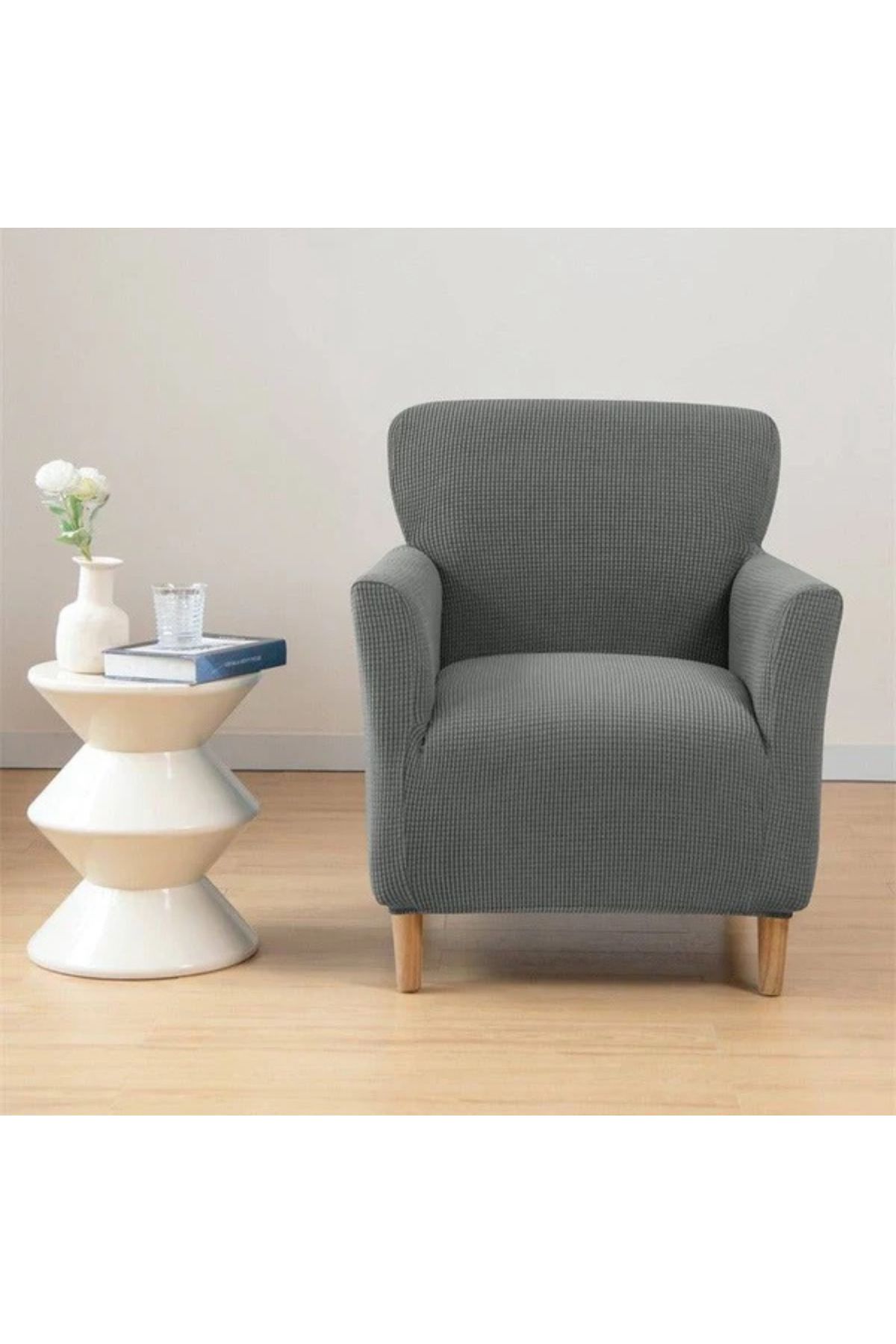 uzhanem-Armchair Seat Cover Lycra Fabric, Square Pattern, Single Sofa Cover 2