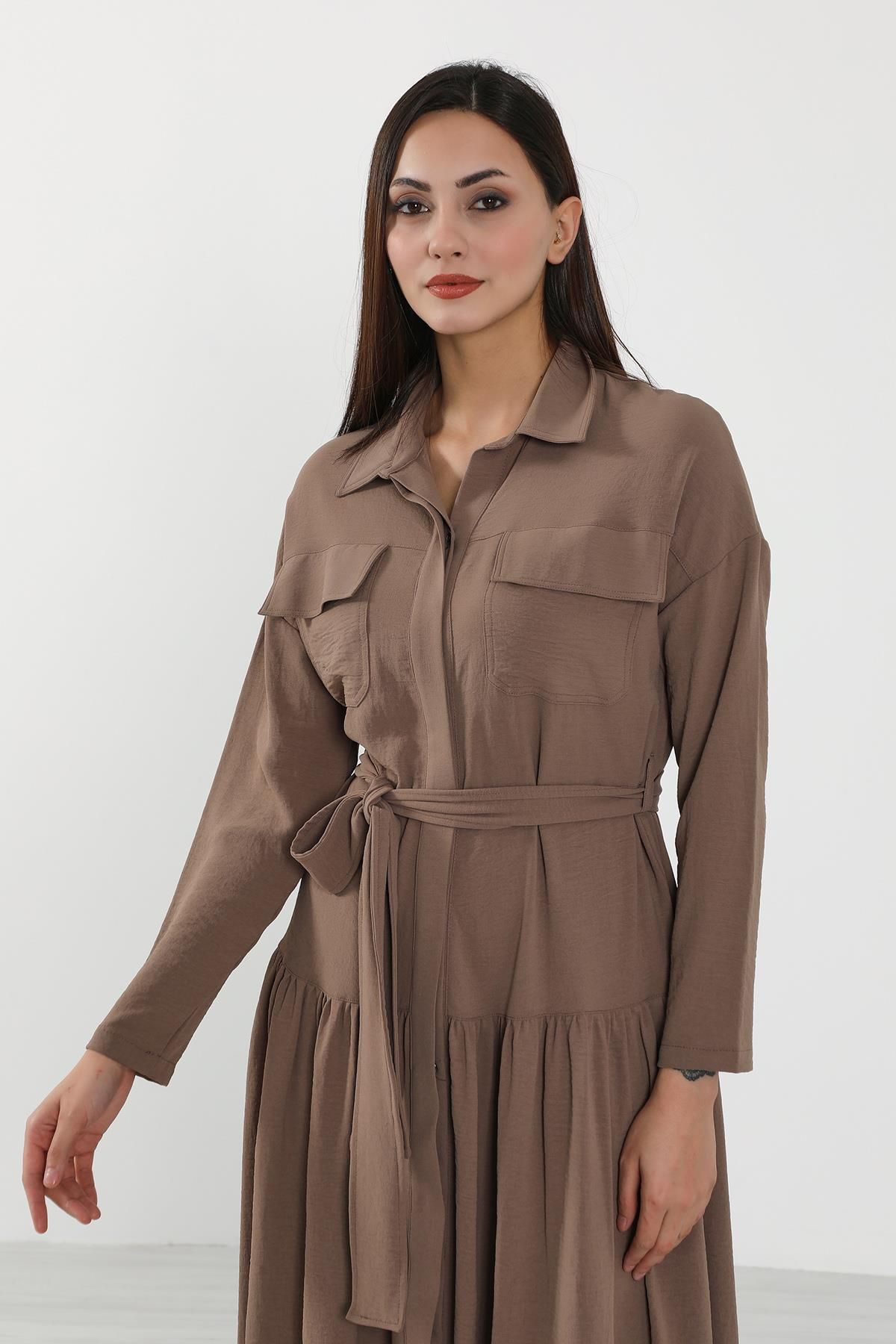 Aisha's Design-Relaxed Fit Aerobin Shirt Dress,Elb-09 8