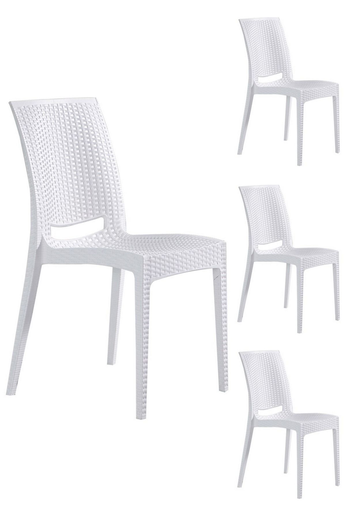 Modalife 4 Adet Bahçe Rattan Sandalye, Bahçe&Balkon&Havuz Kenarı Rattan Örme Dış Mekan Koltuğu