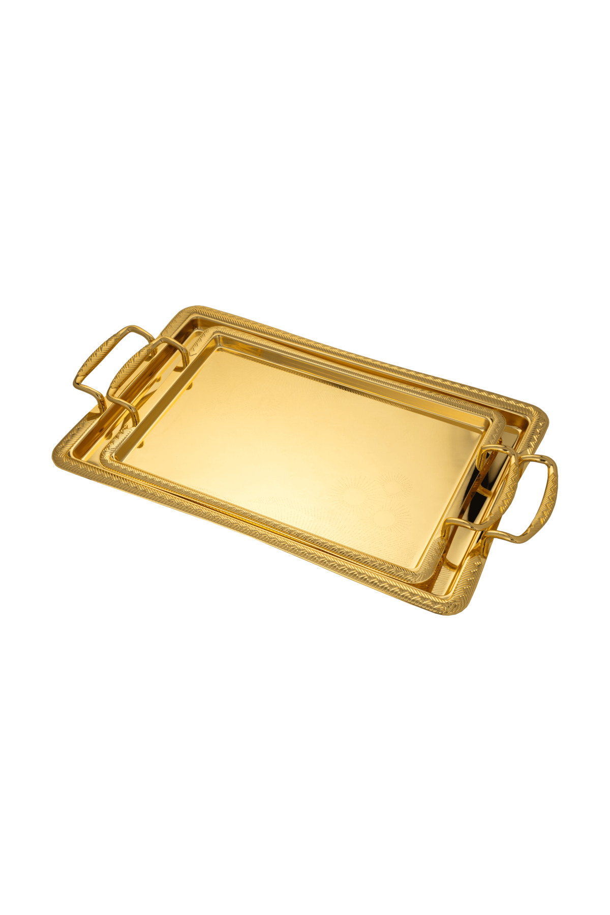 ALSAIF-2-pieces Serving Tray Set, Modern And Elegant Design That Adds Touch To Any Space, Gold 3