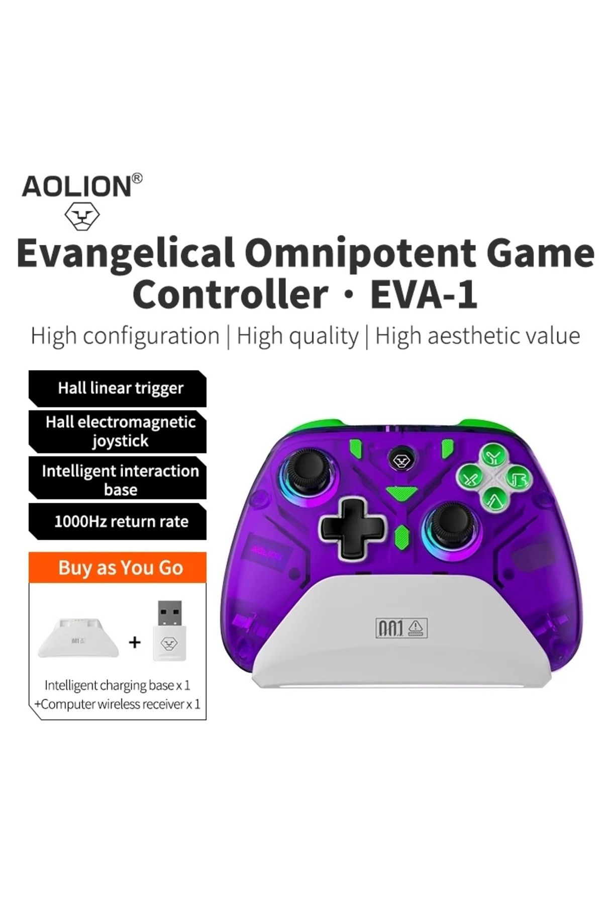 Choice-Purple Aolion K10 For Switch 2 Gaming Controller With Charging Dock Rgb Wireless Gamepad Hall Joysti 1