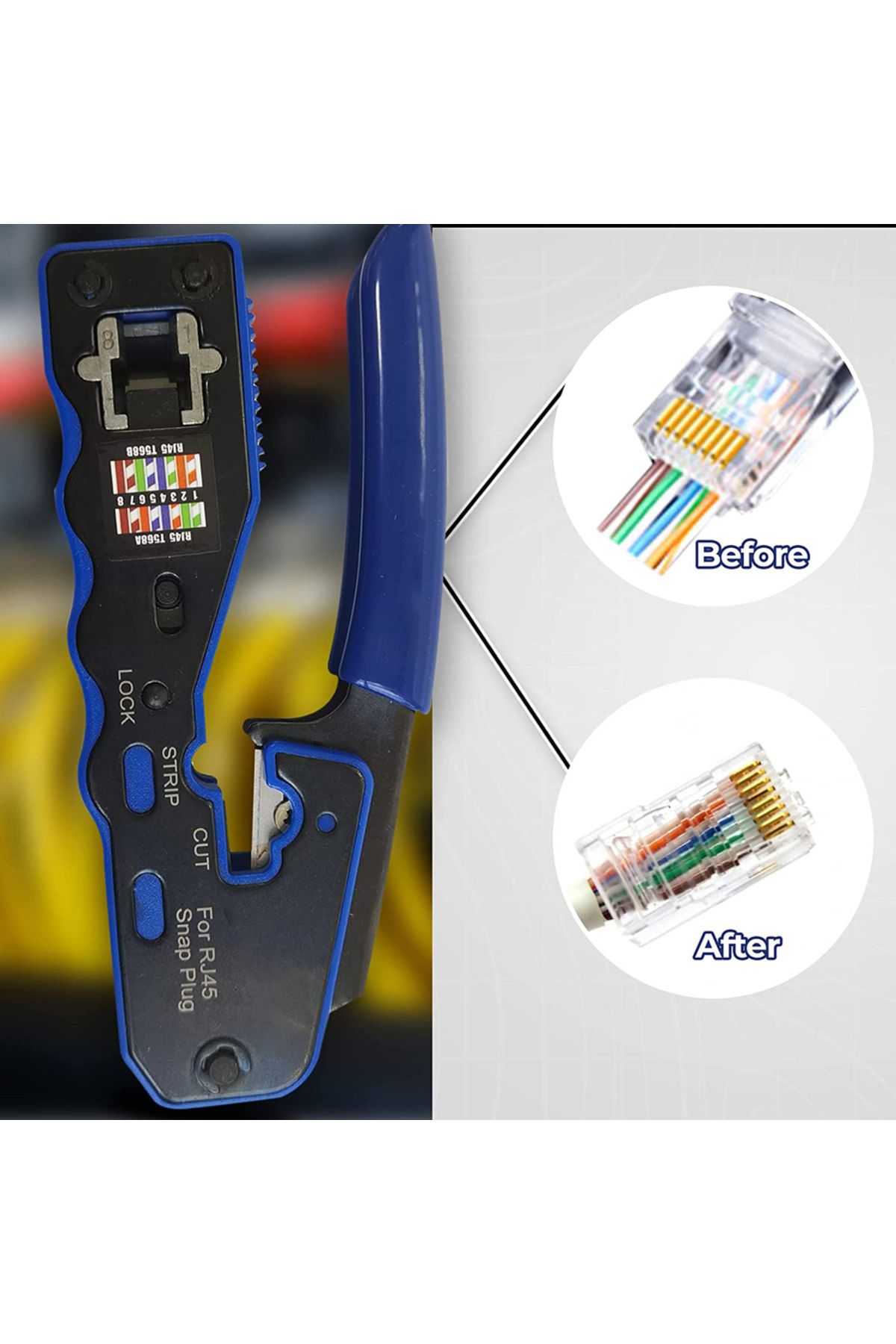 ZoeRax-أداة العقص RJ45 تمر عبر أداة العقص لـ Cat6a Cat6 Cat5 8P8C موصل معياري Eth... 5
