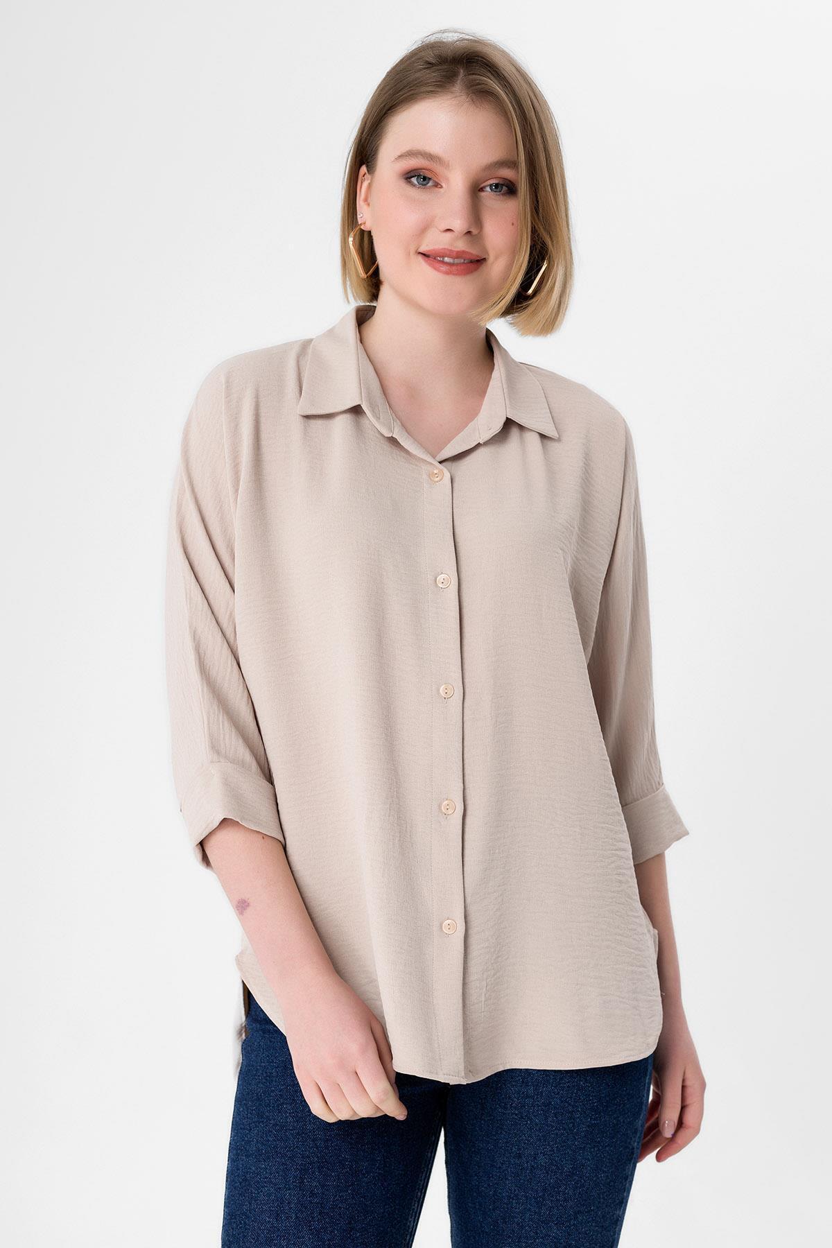 ŞİMAL-Women's Elbow Sleeve Ayrobin Shirt 250191   - 1