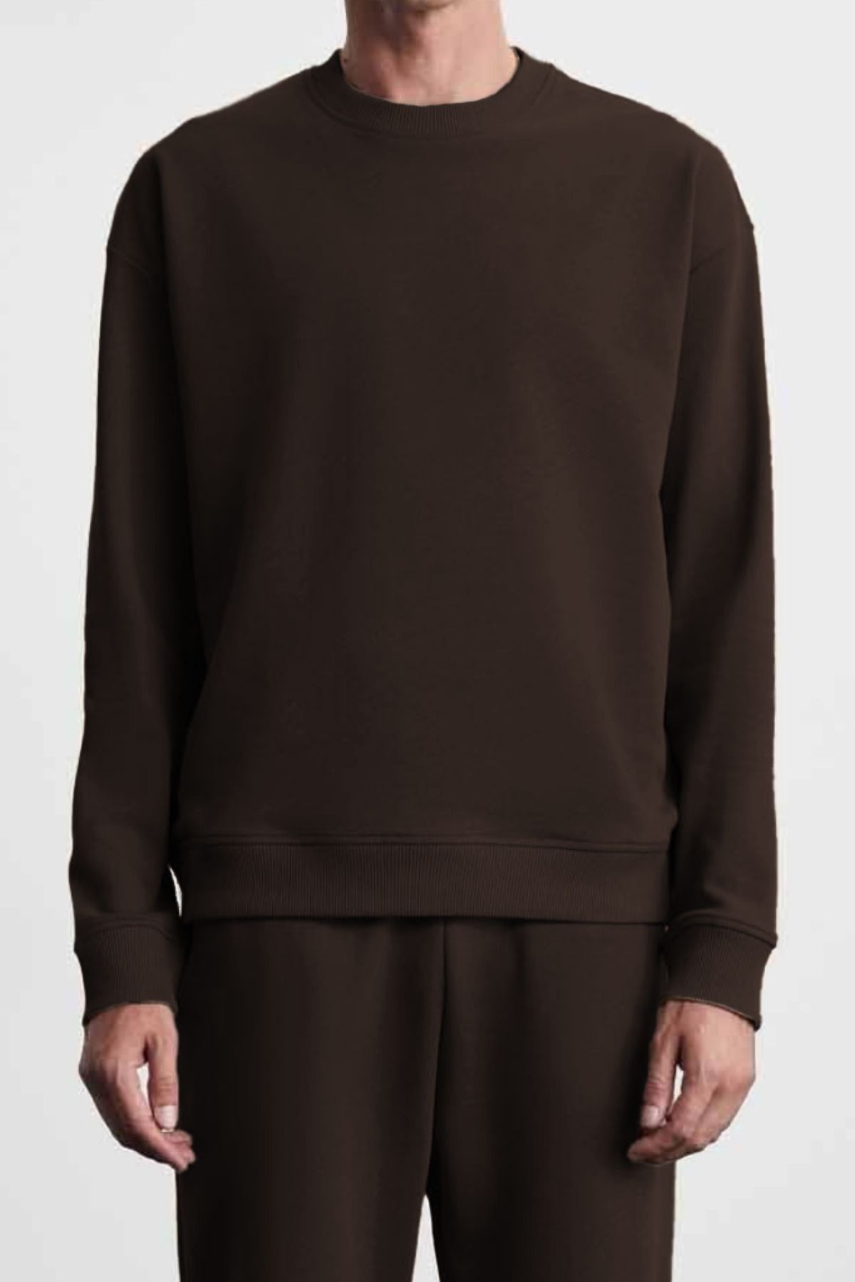 ruNadeS-Men's Brown Crew Neck Sweatshirt 1