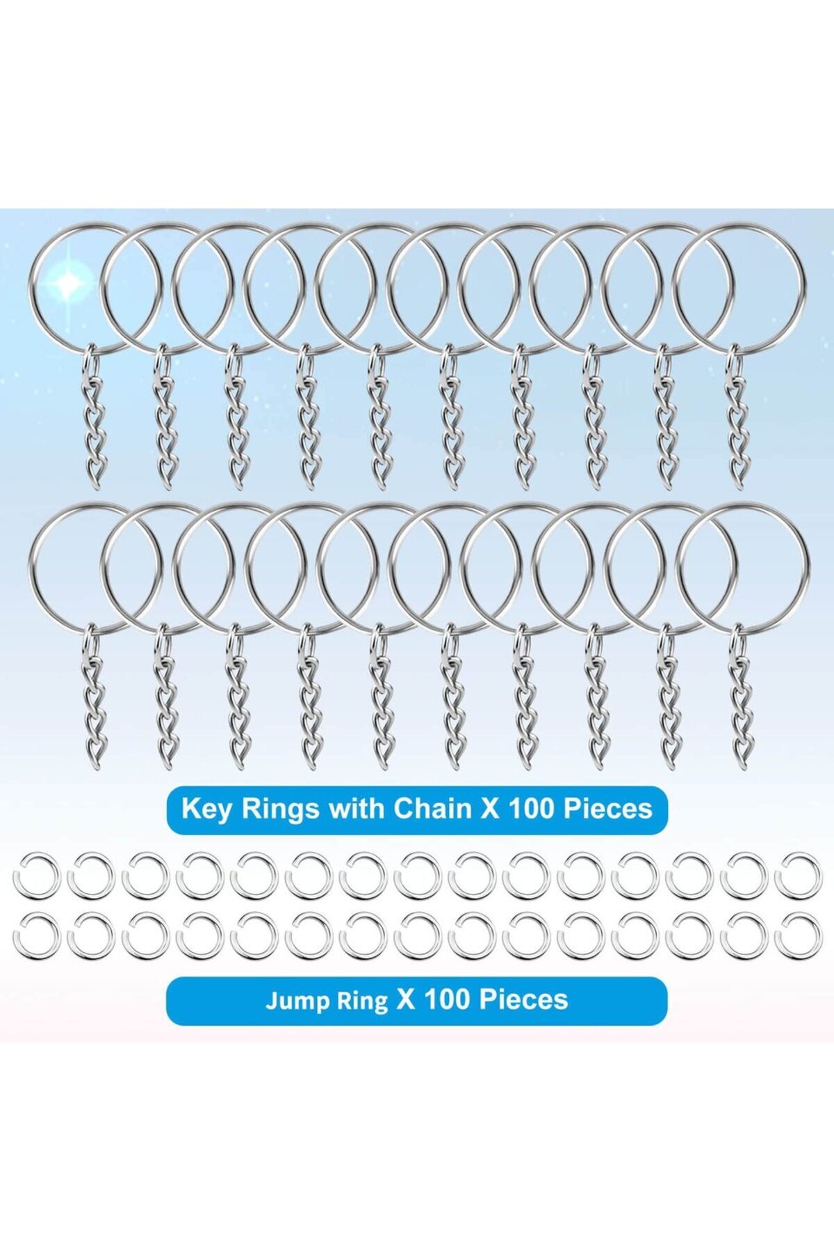 Choice-Keychains Jump Rings 100Pcs Keychains with Chain and 100Pcs Jump Rings Keychain Rings Kit Keychain F 1