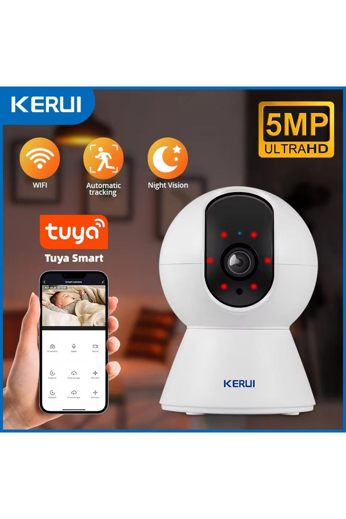 Choice-كاميرا KERUI 5MP Tuya Smart Mini WiFi IP داخلية لاسلكية للأمان المنزلي مع خاصية اكتشاف الإنسان من خلال كاميرات المراقبة CCTV 1