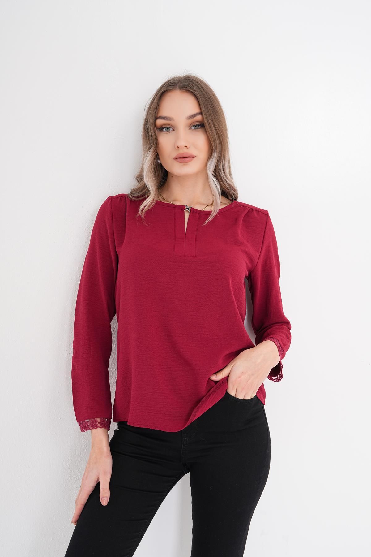 ŞİMAL-Women's Sleeve Tip Lace Detailed Blouse 250193   - 3