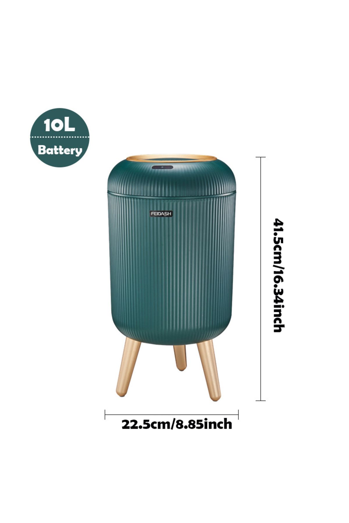 Choice-10l Dark Green With Feet Automatic Trash Can With Lid, Small Plastic Smart Trash Can, Motion Sensor 1