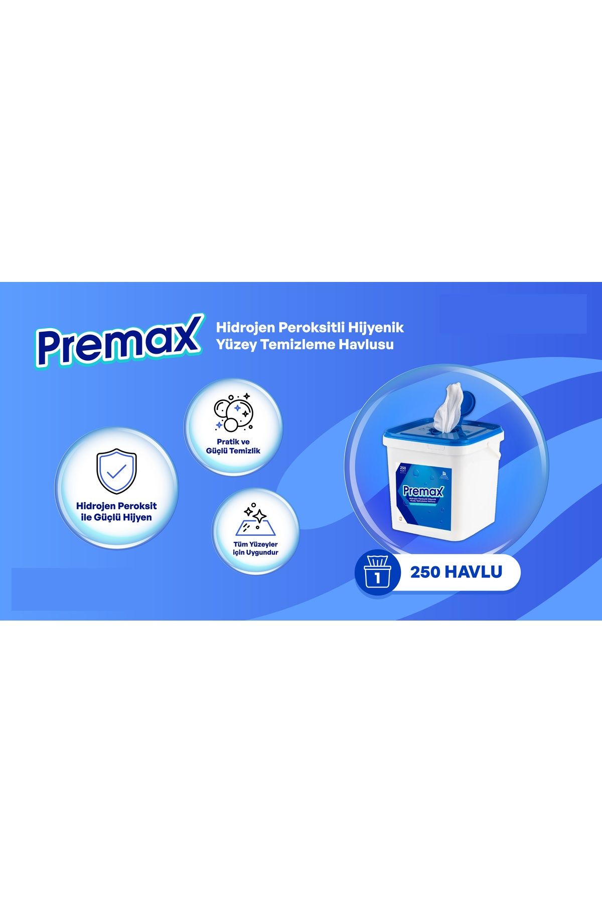 premax Hidrojen Peroksitli Hijyenik Yüzey Havlusu 250 li