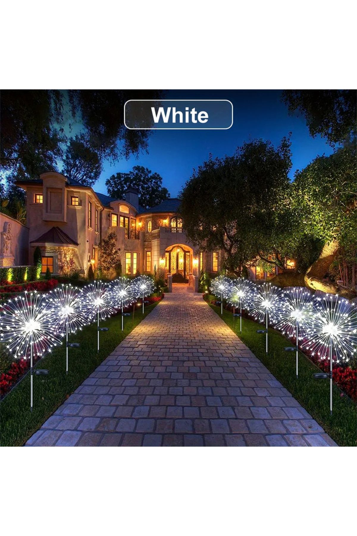 Choice-150LED  1PC white 90-200LED Solar Firework Light Waterproof Outdoor 8 Lighting Modes Fairy String Li 1