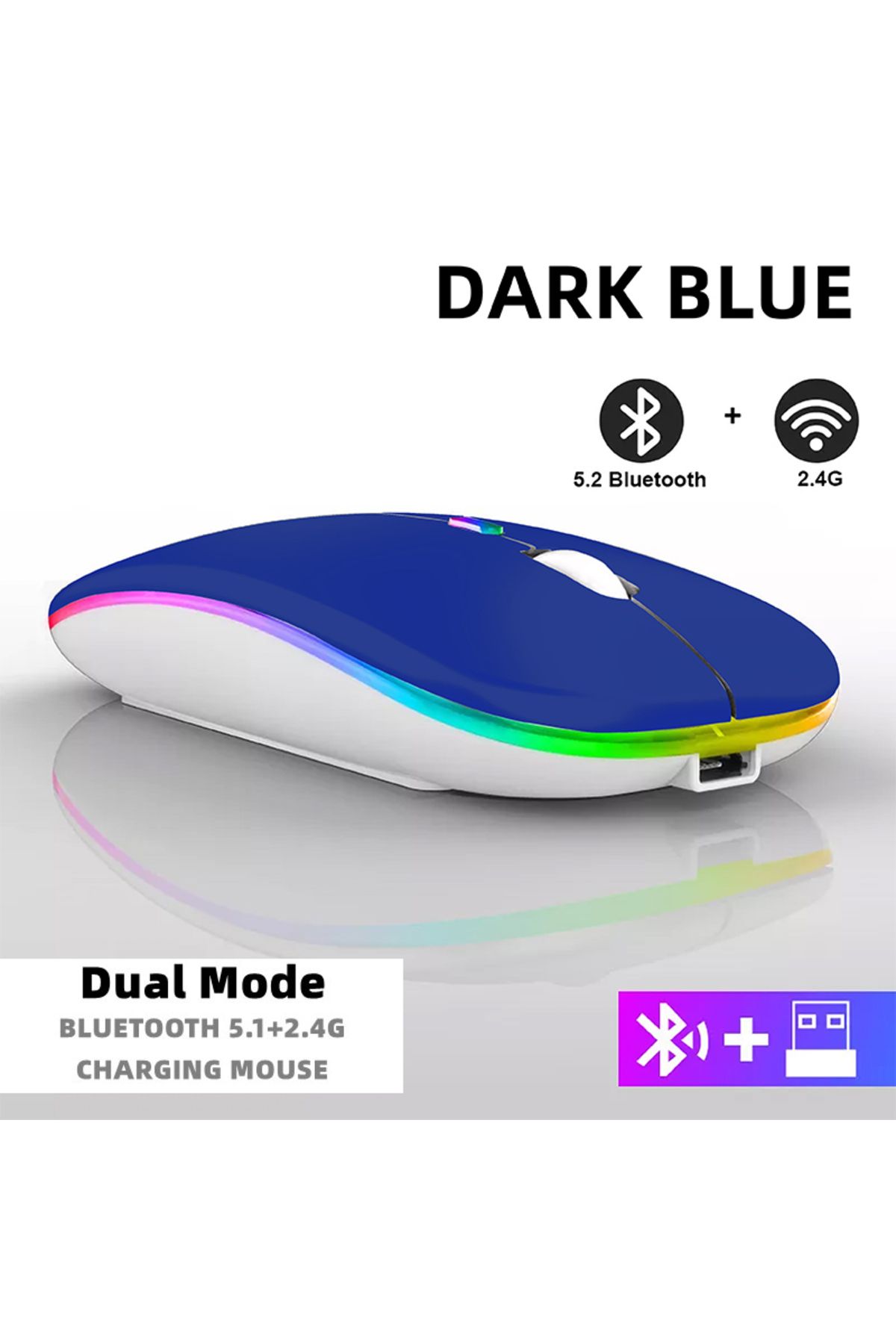 Choice-Dual Mode Wireless Tablet Phone Computer Bluetooth Wireless Mouse Rechargeable RGB Backlight Mice fo 1