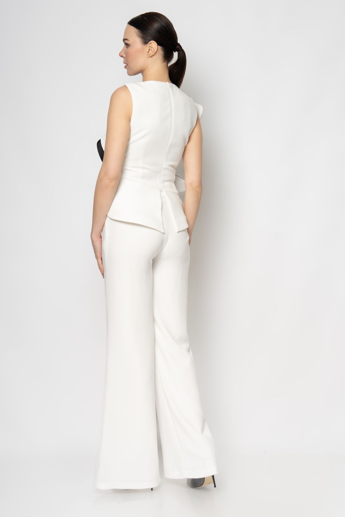 RENGIN-Shoulder to Waist Double Color Piece Top Crepe Pants Double Evening Dress Suit 3