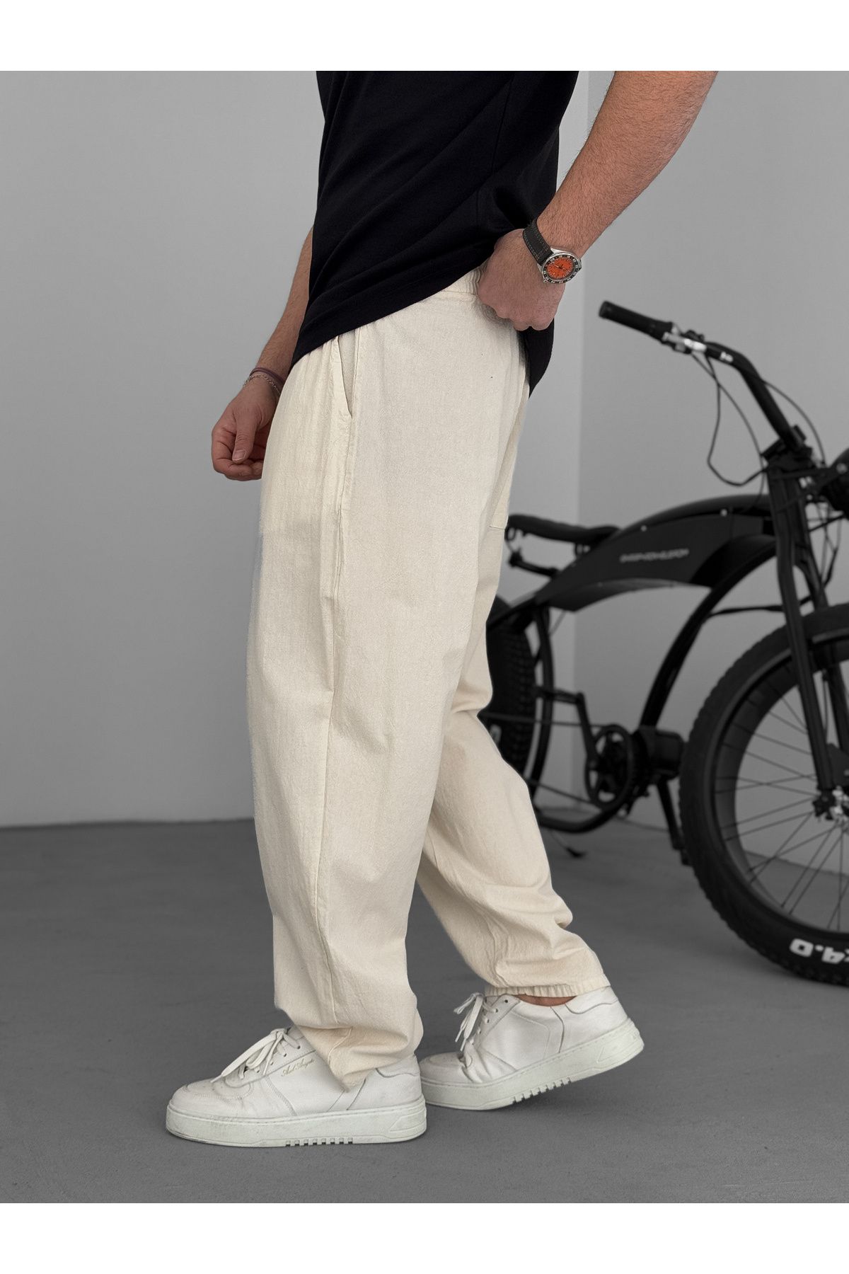 BYBASICMAN-Beige Fresh Fabric Basic Trousers Yp-5003 5