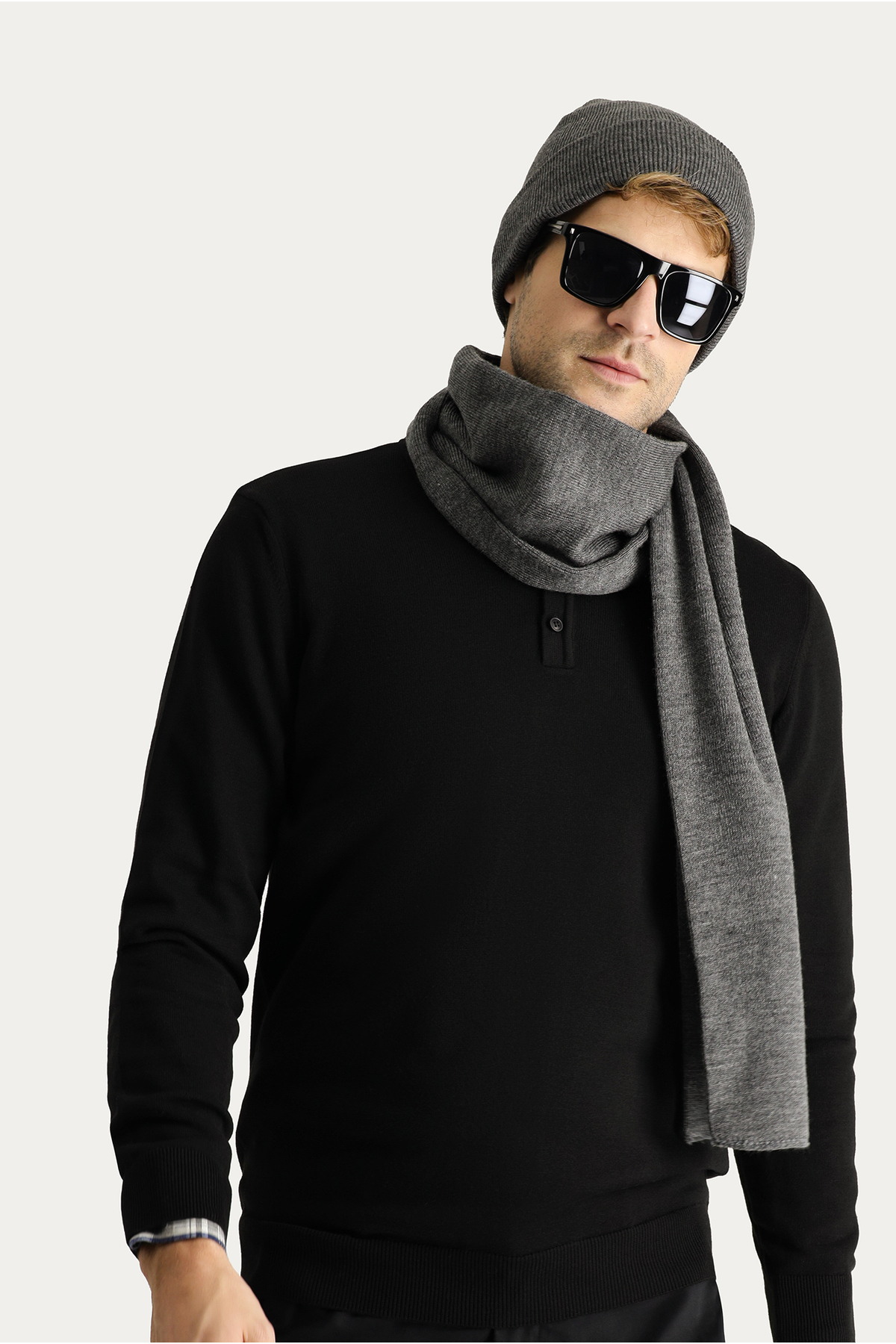 کیگیلی ژاکت بافتنی نخی یقه پولو معمولی