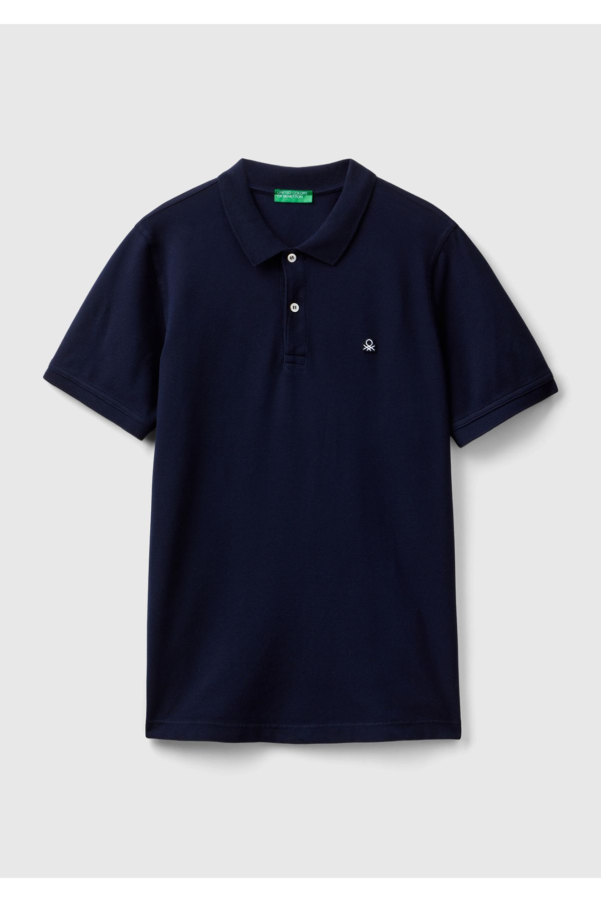 United Colors of Benetton-Men's Navy Blue 100% Cotton Slim Fit Polo T-Shirt 2