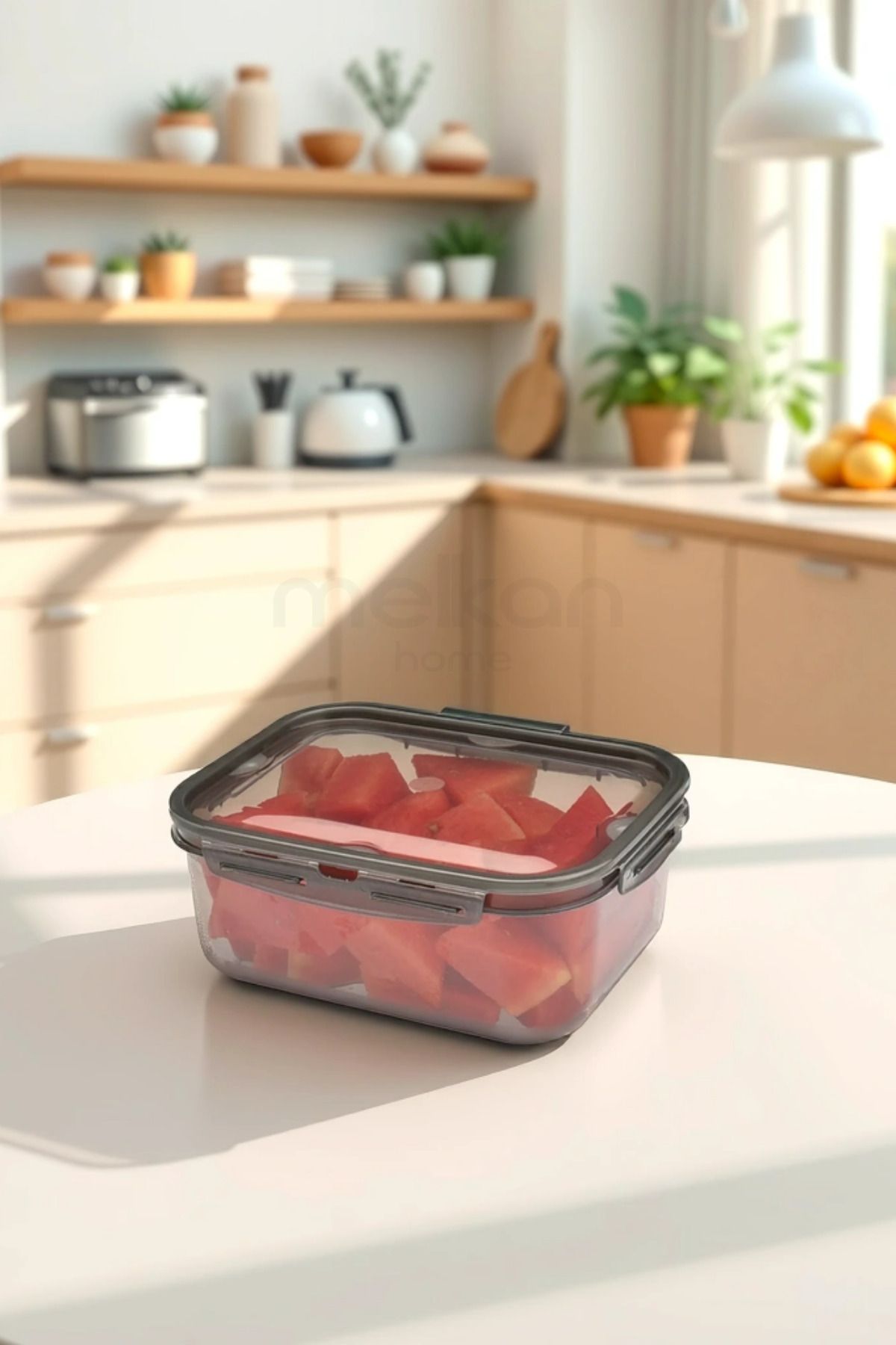 Melkan Home-4 Pieces of Lockable Storage Container with Leak-Proof Lid 4 Liter Smoked Storage Container 3