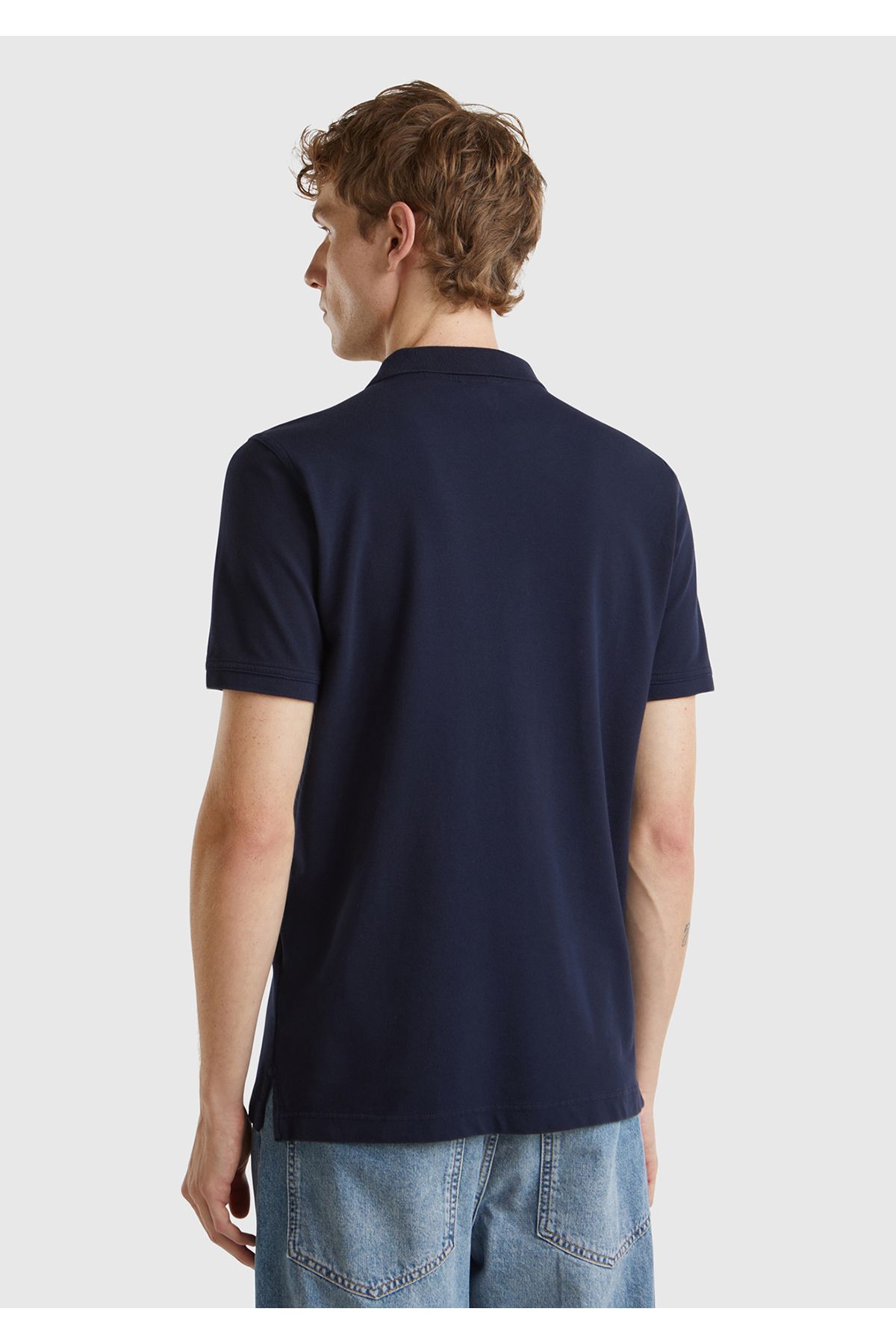 United Colors of Benetton-Men's Navy Blue 100% Cotton Slim Fit Polo T-Shirt 3