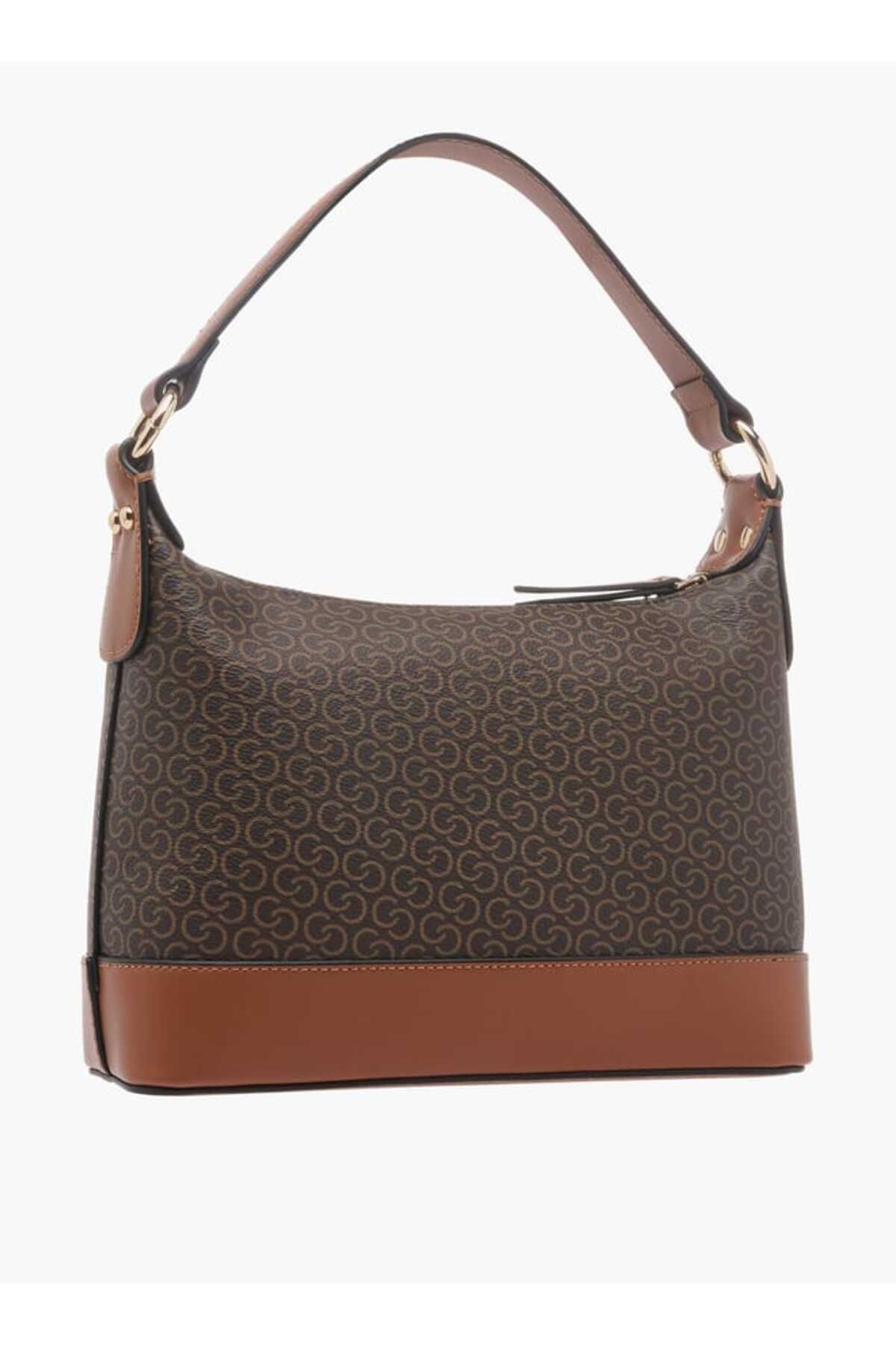 Celeste-Monogram Print Shoulder Bag with Adjustable Strap and Zip Closure 3