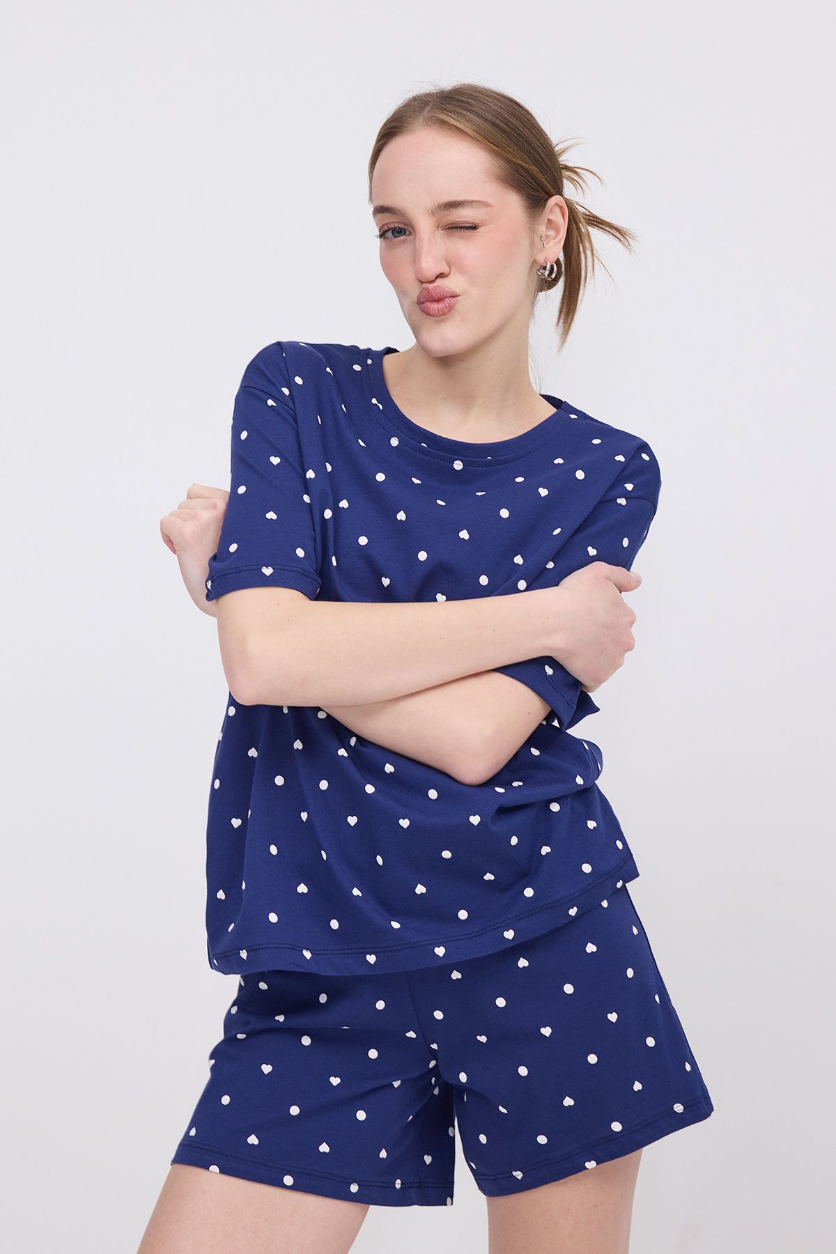 Addax-Set pijama cu model de inimă Sıh-15 3