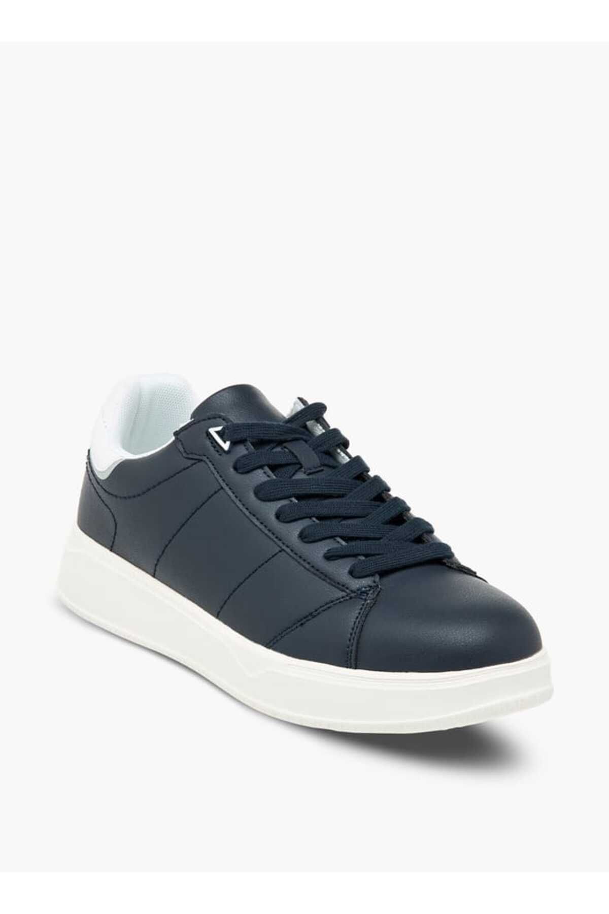 LBL by Shoexpress-LBL by Shoexpress Solid Ankle Sneakers with Lace-Up Closure 2