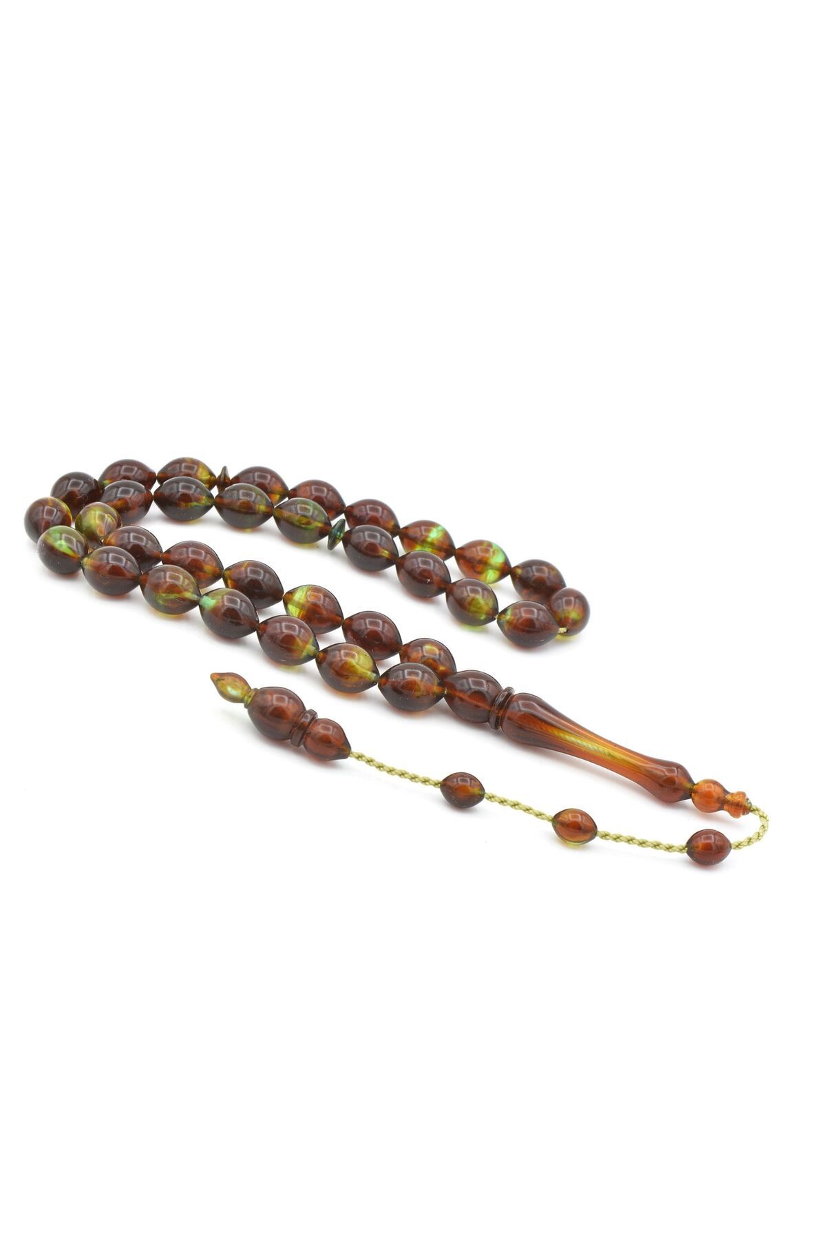 Murty99-Systemed Beyzi Cut Brown Green Powder Press Amber Prayer Beads 1