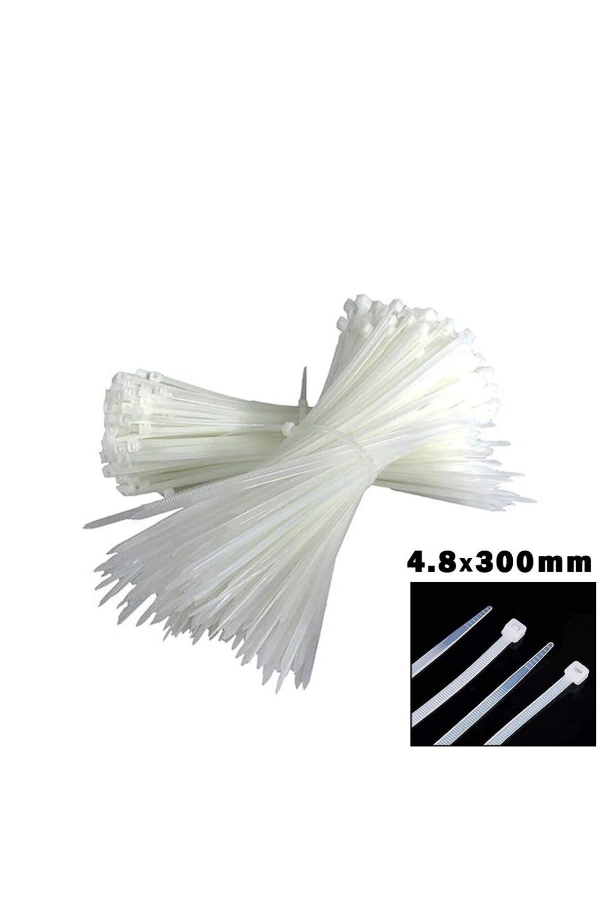 Mu Art Ahşap Beyaz 4.8x300mm Plastik Cirt Kelepçe 100pcs (5175)