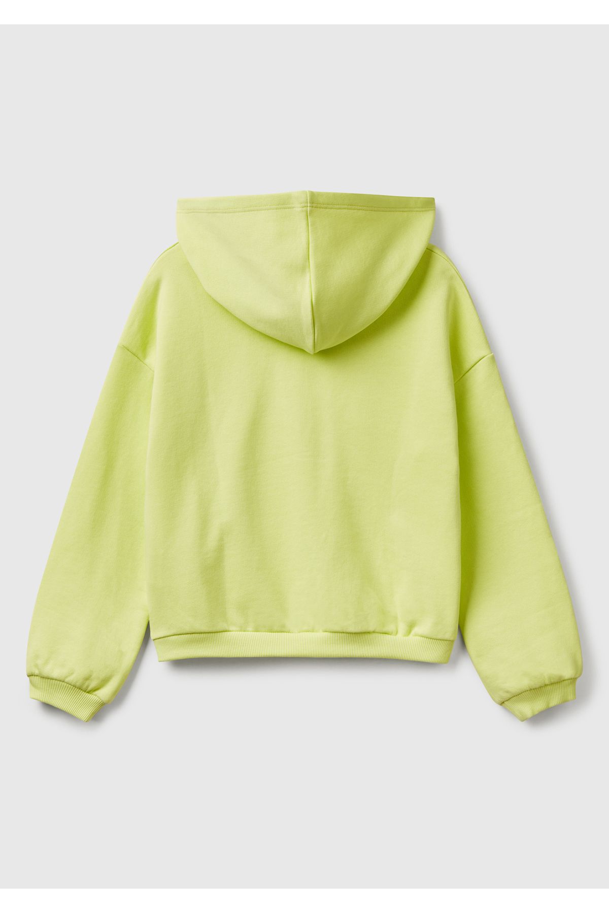 United Colors of Benetton-Girl's Yellow Benetton Logo Printed Hooded Sweatshirt 2