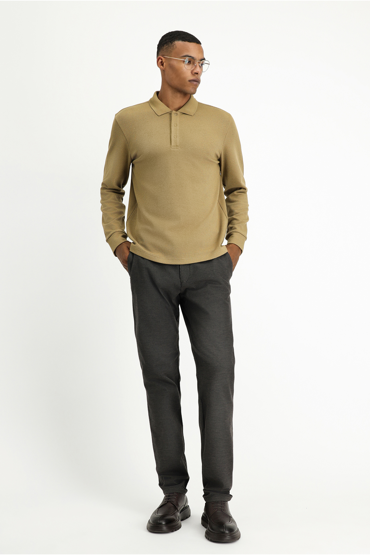 Kiğılı  Polo Yaka Regular Fit Desenli Sweatshirt - Görsel 2