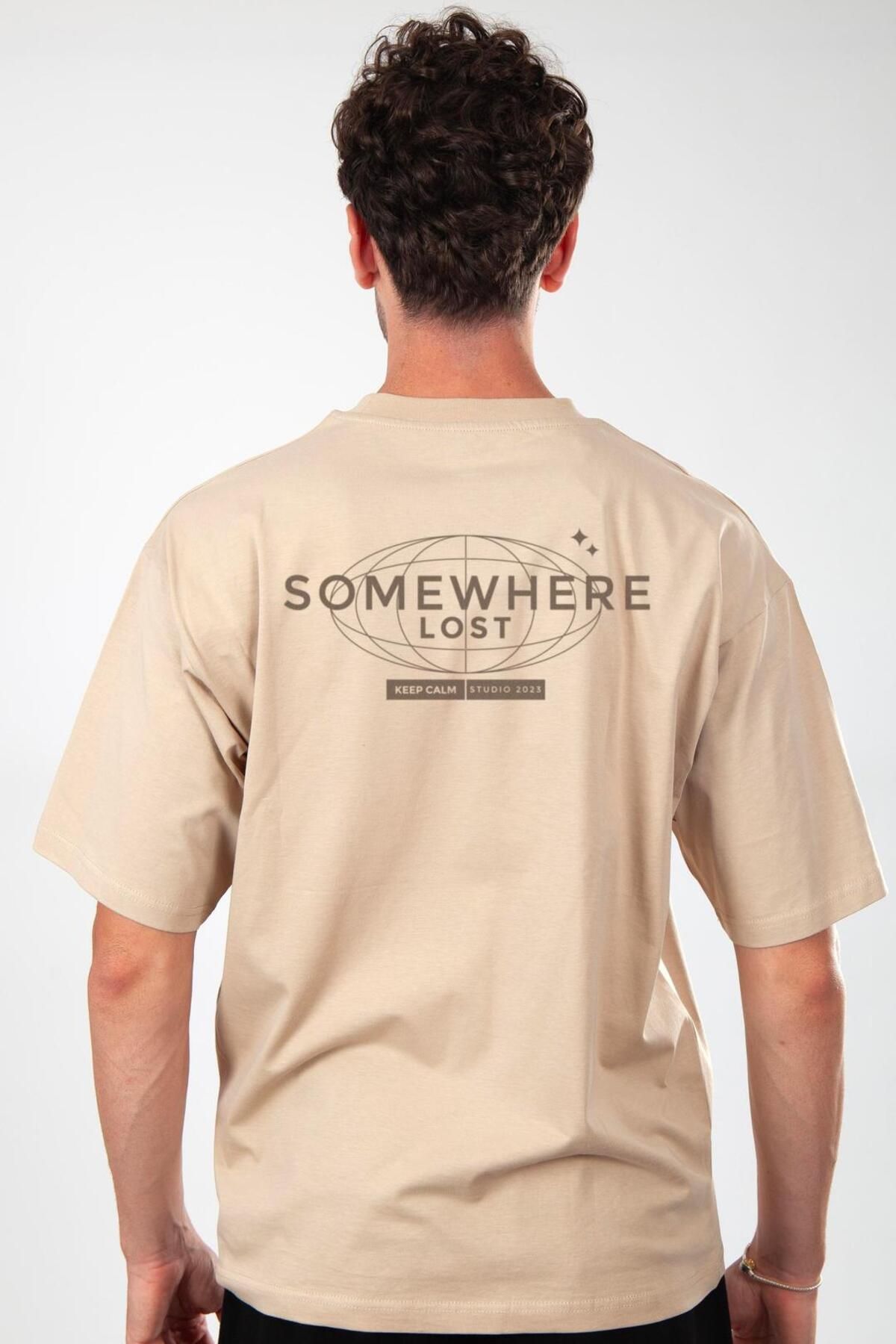 Coredra-Somewhere Oversize T-Shirt Men - Coffee with Milk 2