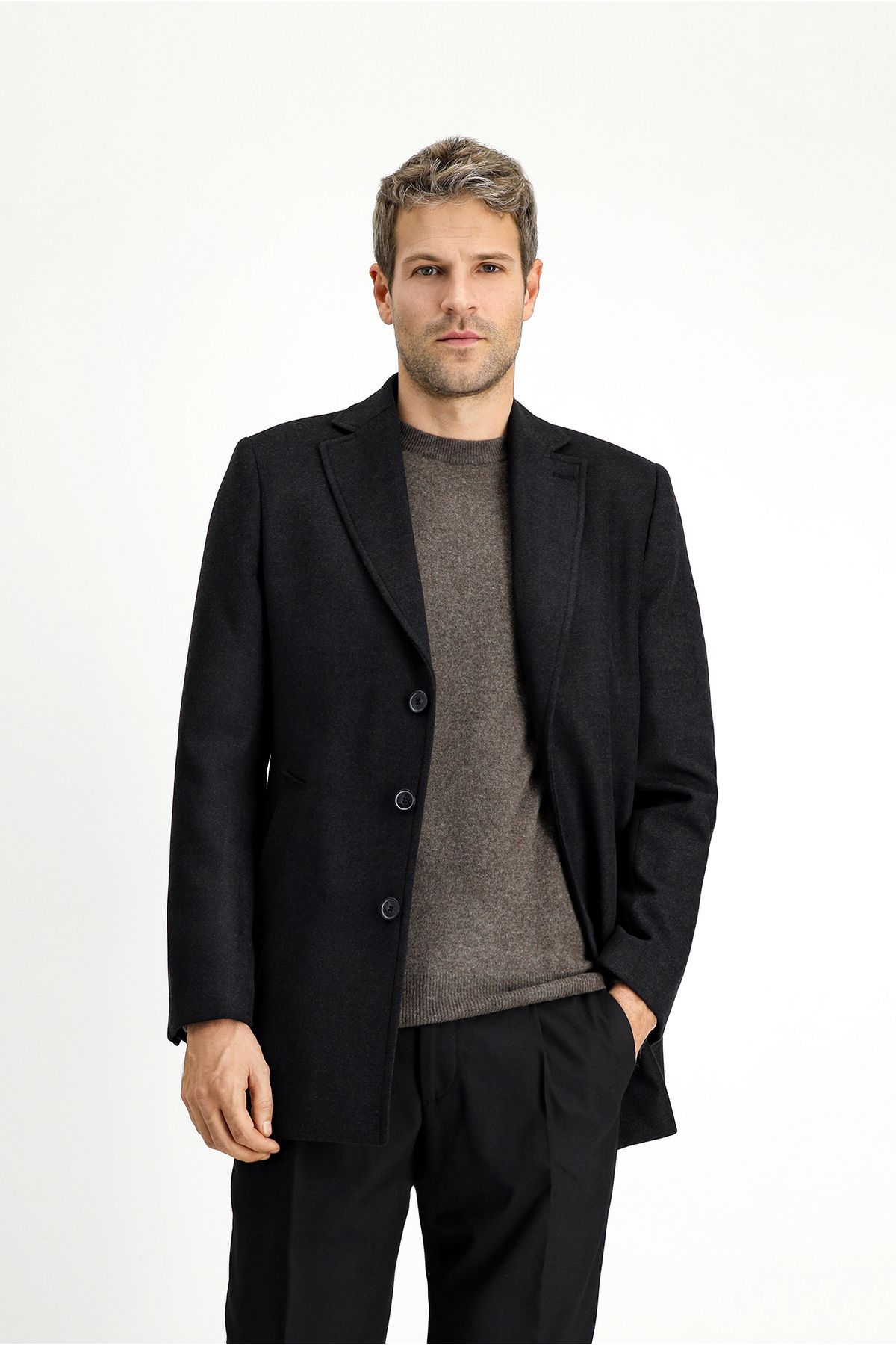 Kiğılı-Regular Fit Woolen Plain Coat 6