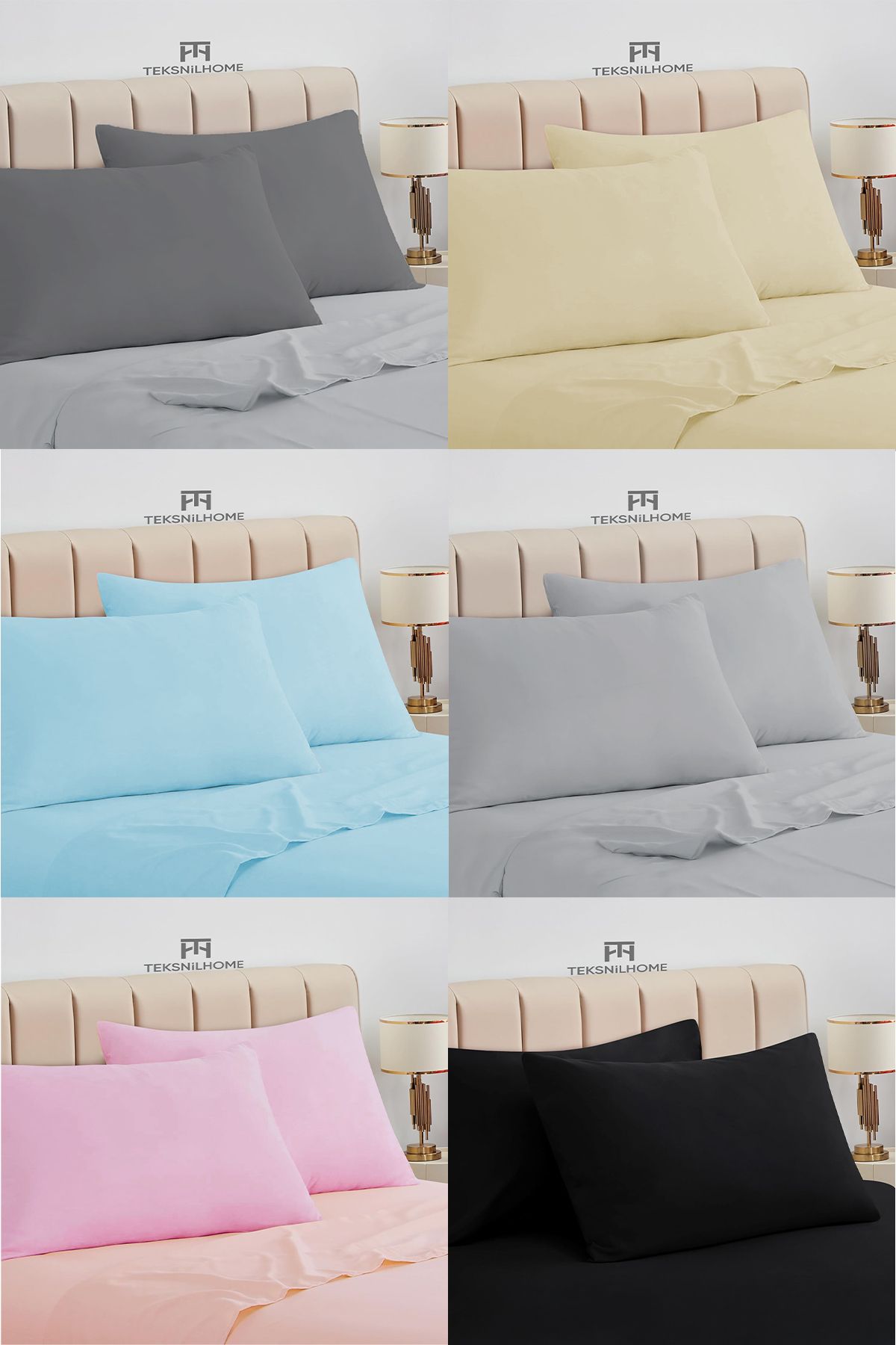 TeksNil Home-Cotton Solid Color Pillow Cases 12 Pcs 50X70 cm 1