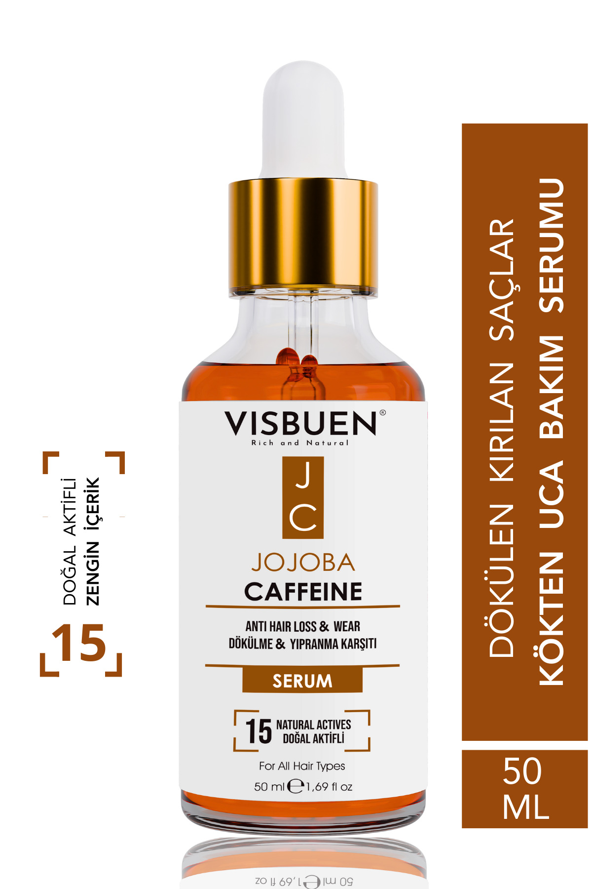 Visbuen Jojoba Kafein 15 Doğal Aktifli Saç Dökülmesine Ve Yıpranmasına Karşı Serum — kafeinserum