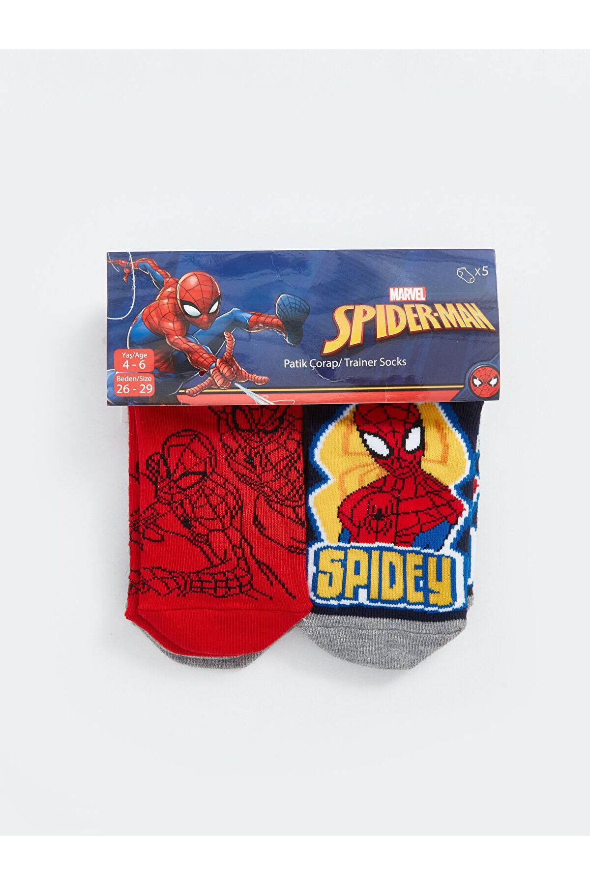 LC Waikiki-Lw - Ciorapi pentru băieți cu imprimeu Spiderman, pachet de 5 1