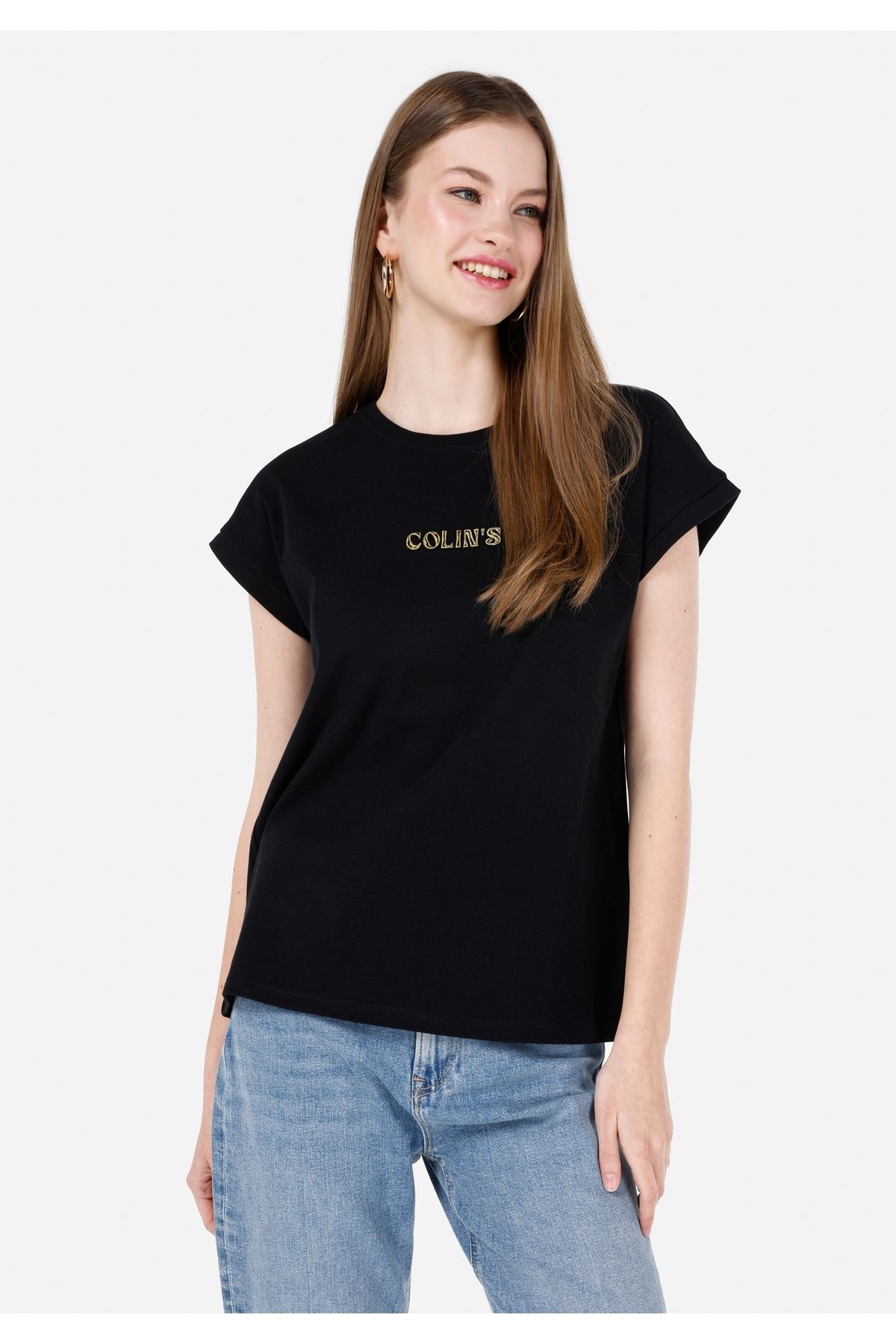 Colin's-Tricou negru de damă - mâneci 1