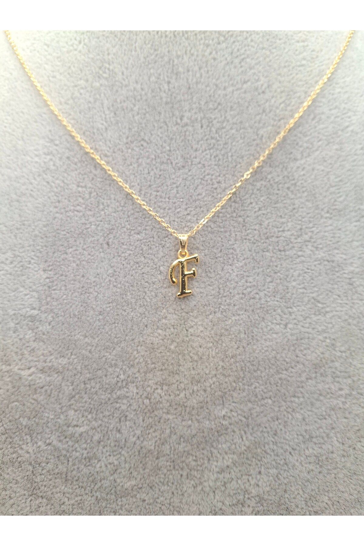 Han Ticarethane-Gold Color Letter F Necklace 2