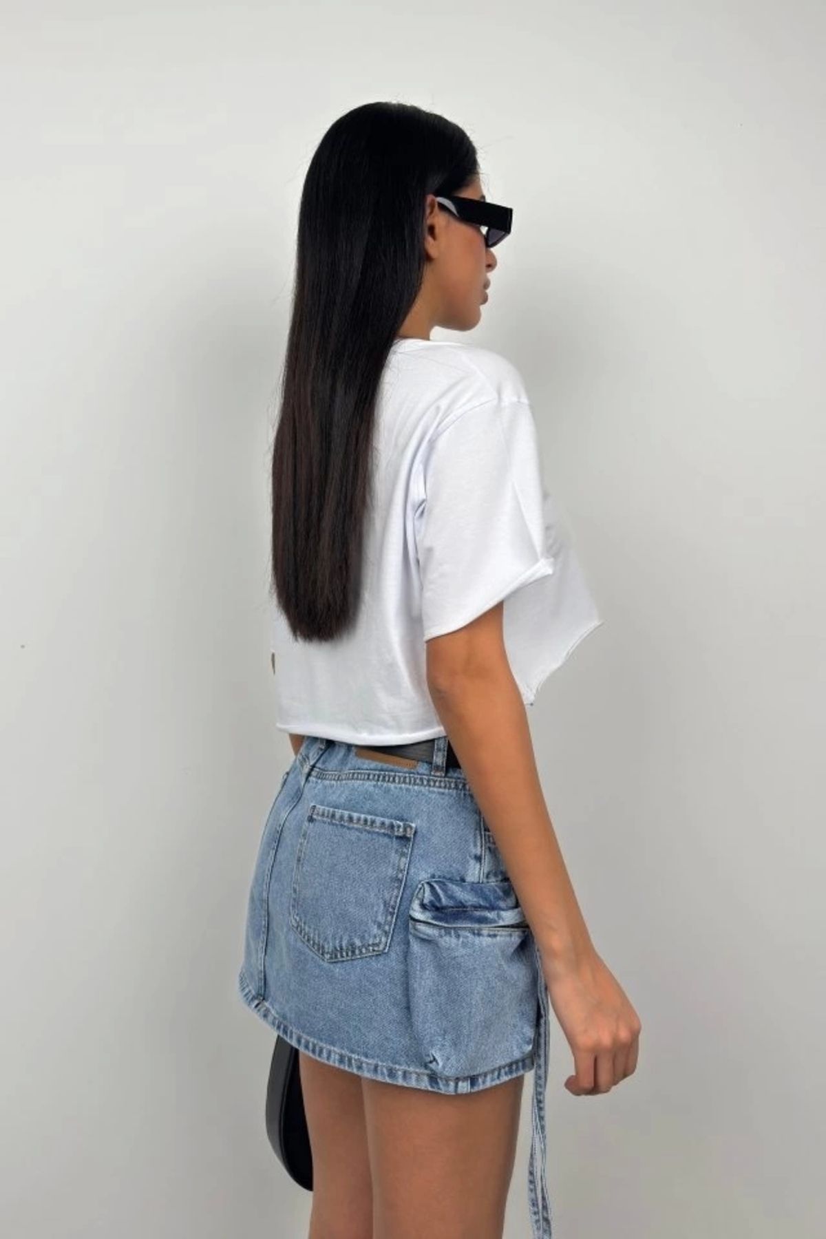 Butik-Cargo Pocket Mini Denim Skirt 3