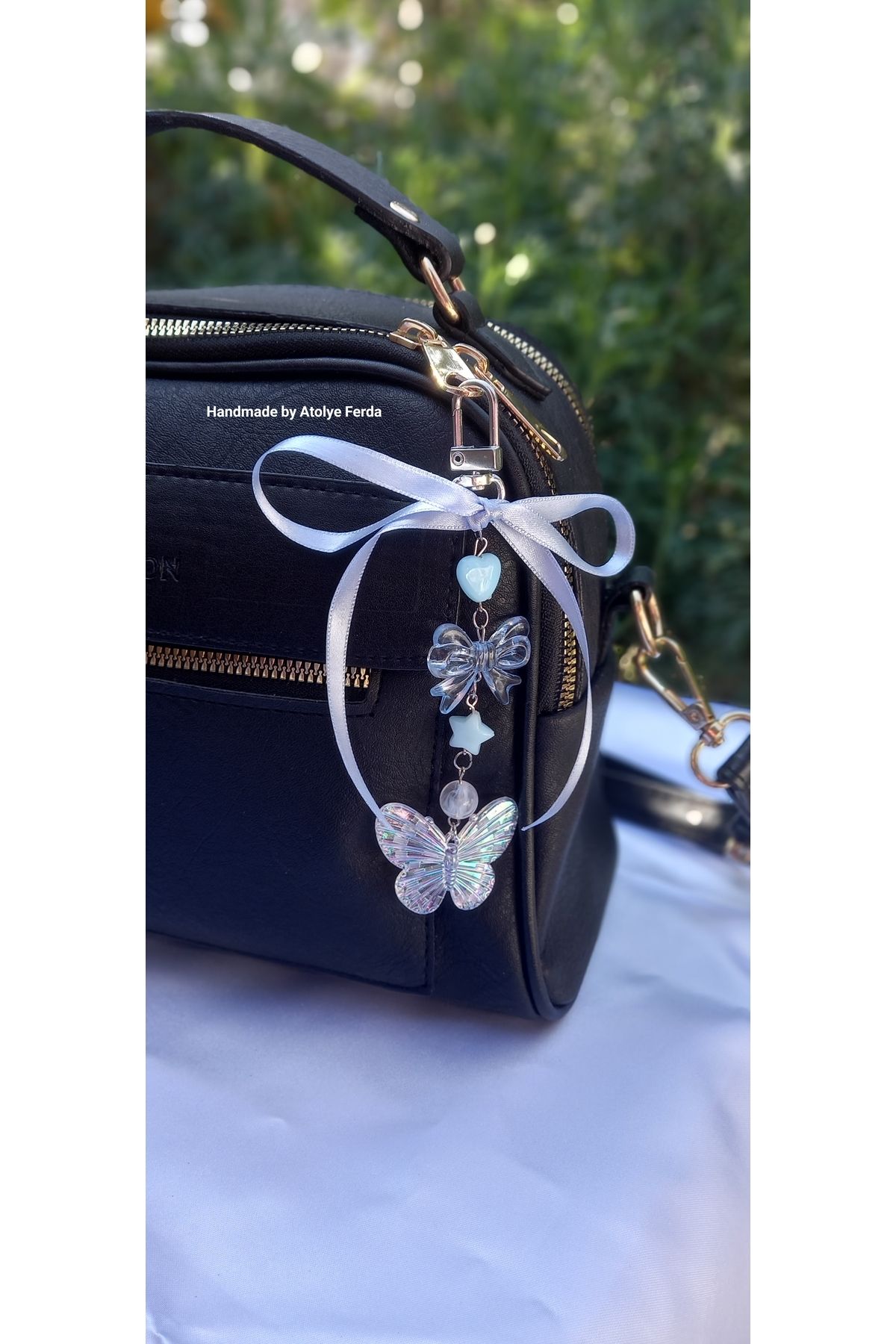 Atolye Ferda-Butterfly Figured Bag Charm with Ribbon Detail 1