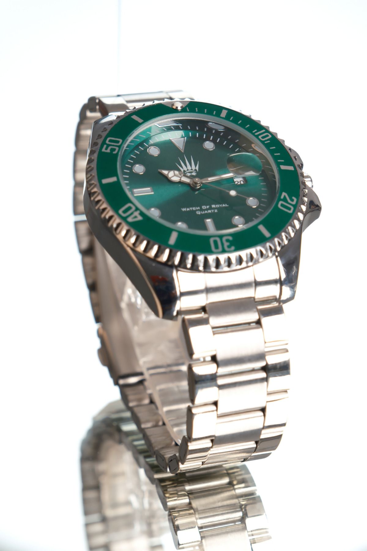 WATCHOFROYAL-Titan Silver Green Wristwatch 2