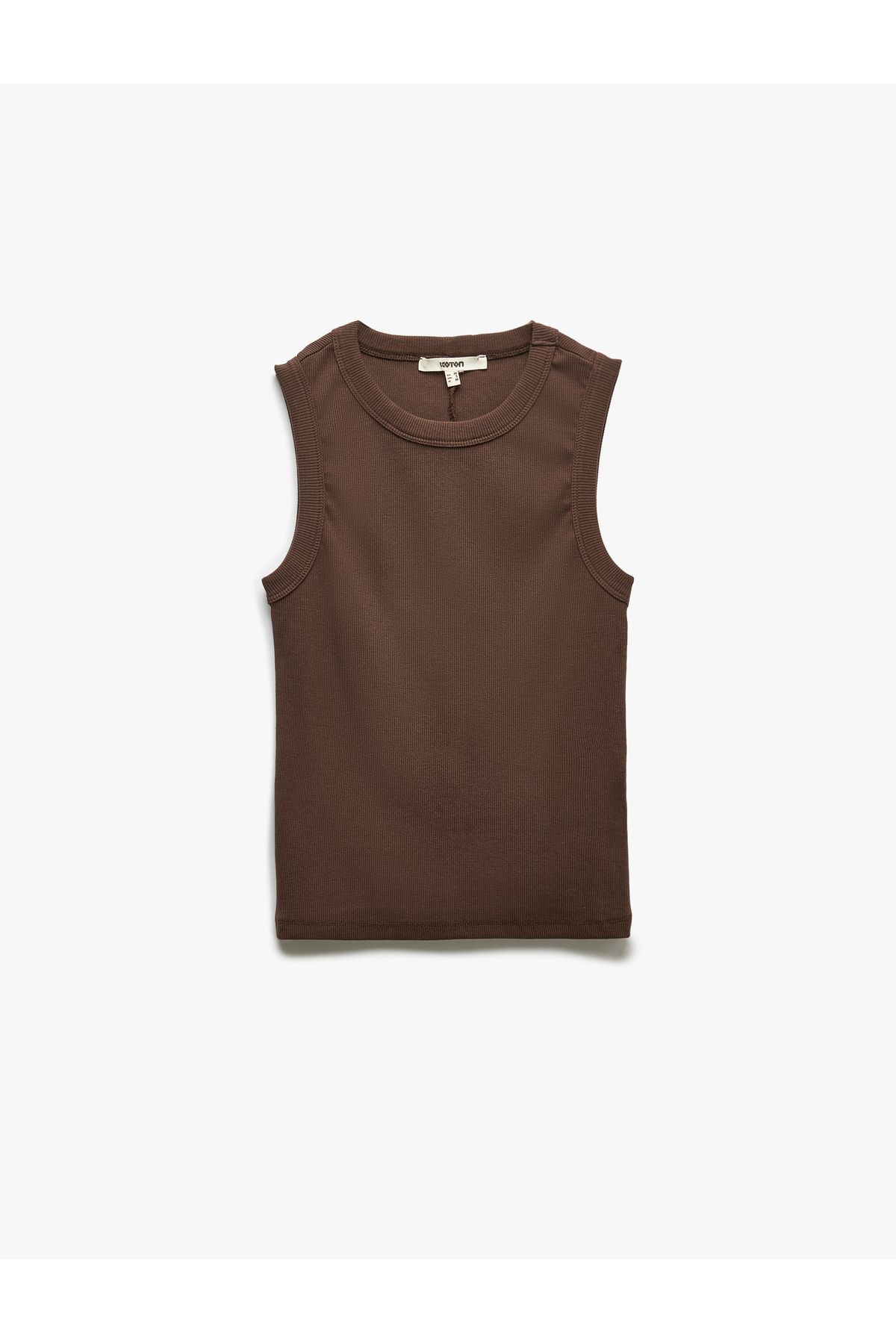 Koton-Slim Fit Cotton Crew Neck Αμάνικο κορδόνι κορμάκι 3