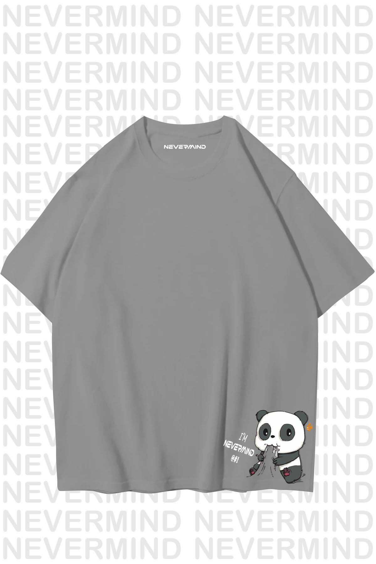 NEVERMIND-Unisex Women Men Nevermind Panda Custom Design Printed Oversize Tshirt 1