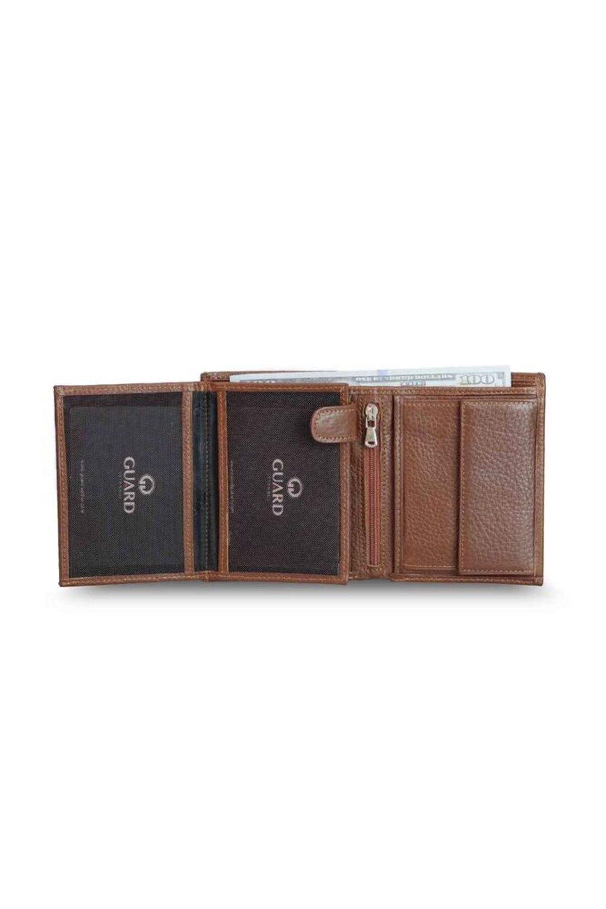 GUARD-Multi-Compartment Vertical Tan Genuine Leather Men's Wallet P67 8