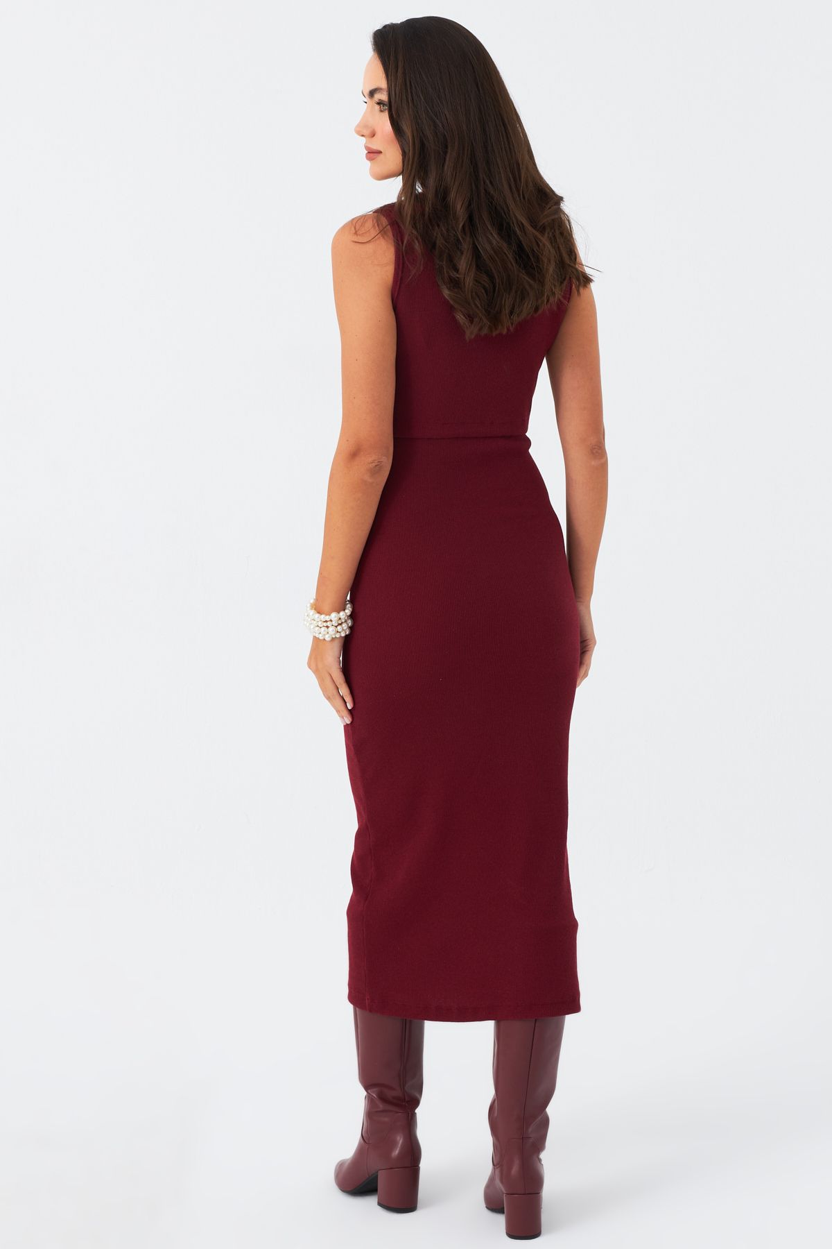 Cool & Modest-Γυναικείο Maxi Φόρεμα - Claret Red Camisole MEY2924 6