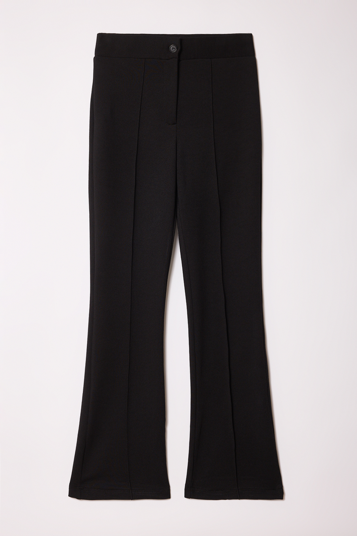 Trendyolmilla  Siyah Dar Kalıp Nervürlü Düğmeli Fermuarlı Esnek Örme Pantolon TEDSS25PL00002