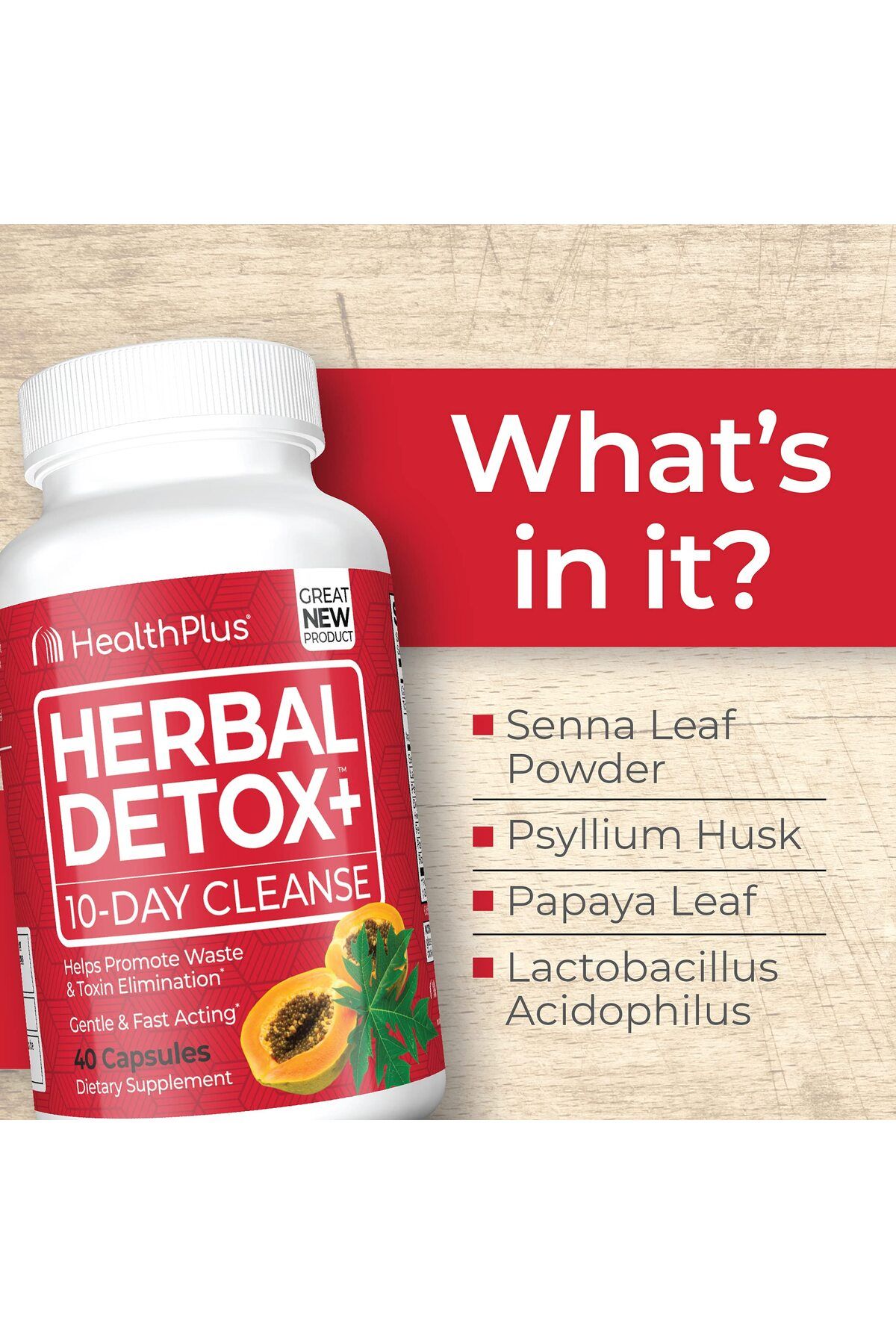 Health Plus-Herbal Detox+ (10-Day Cleanse) 40 Capsules, 20 Servings 4