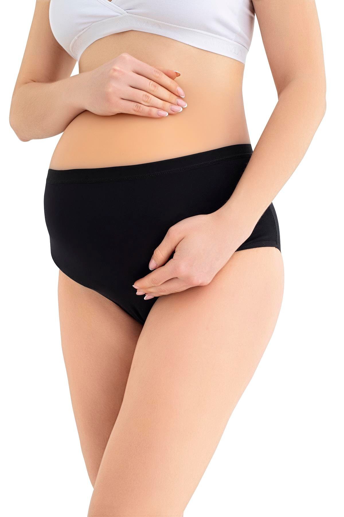 Arma Yıldız Kadın Lohusa Hamile Külodu Pamuklu Likralı Yumuşak Dokulu Esnek 3'lü Set Beyaz Siyah Ten fotoğrafı 2 (önizleme)