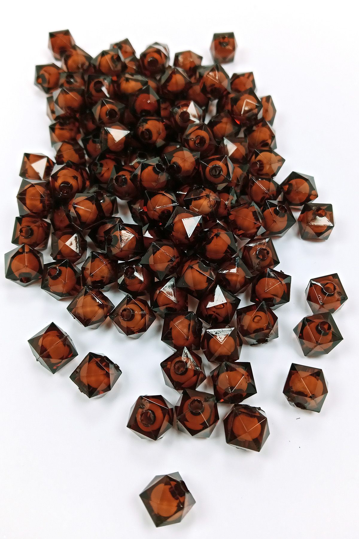 Royaleks Küp Boncuk İçten Boncuklu Bileklik Çanta Boncuğu 10 mm 50 gr Kahverengi - BNC455